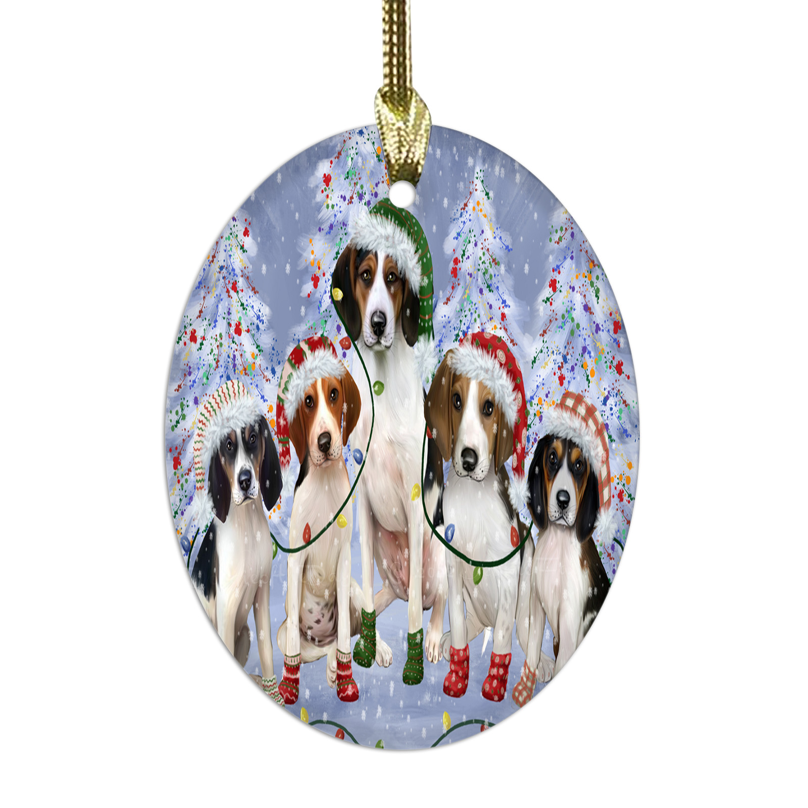 Treeing Walker Coonhound Dog Oval Glass Christmas Hanging Ornaments Decorations - Picture 15 of 37