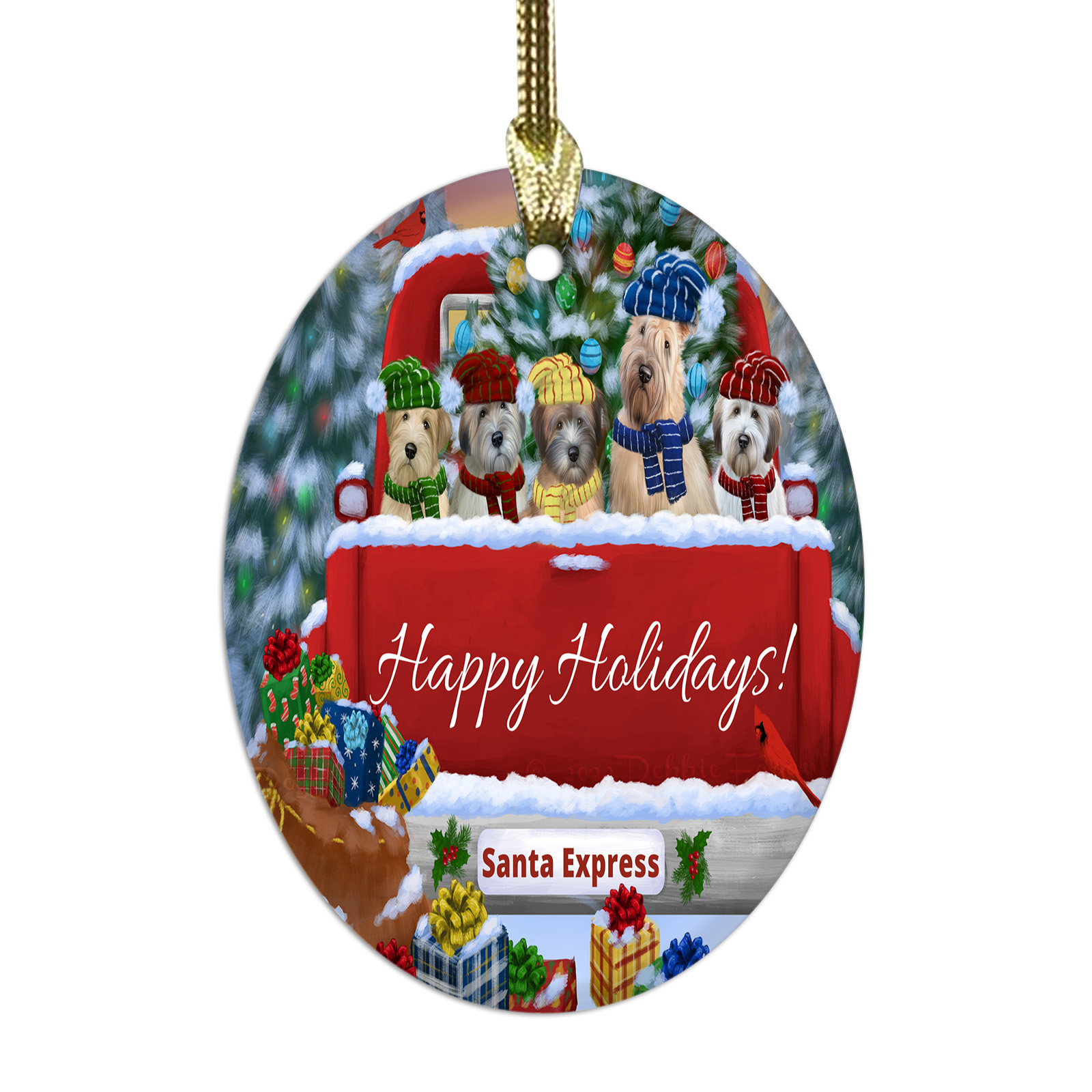 Wheaten Terrier Dog Oval Glass Christmas Hanging Ornaments X-mas Tree Decoration - Picture 19 of 77