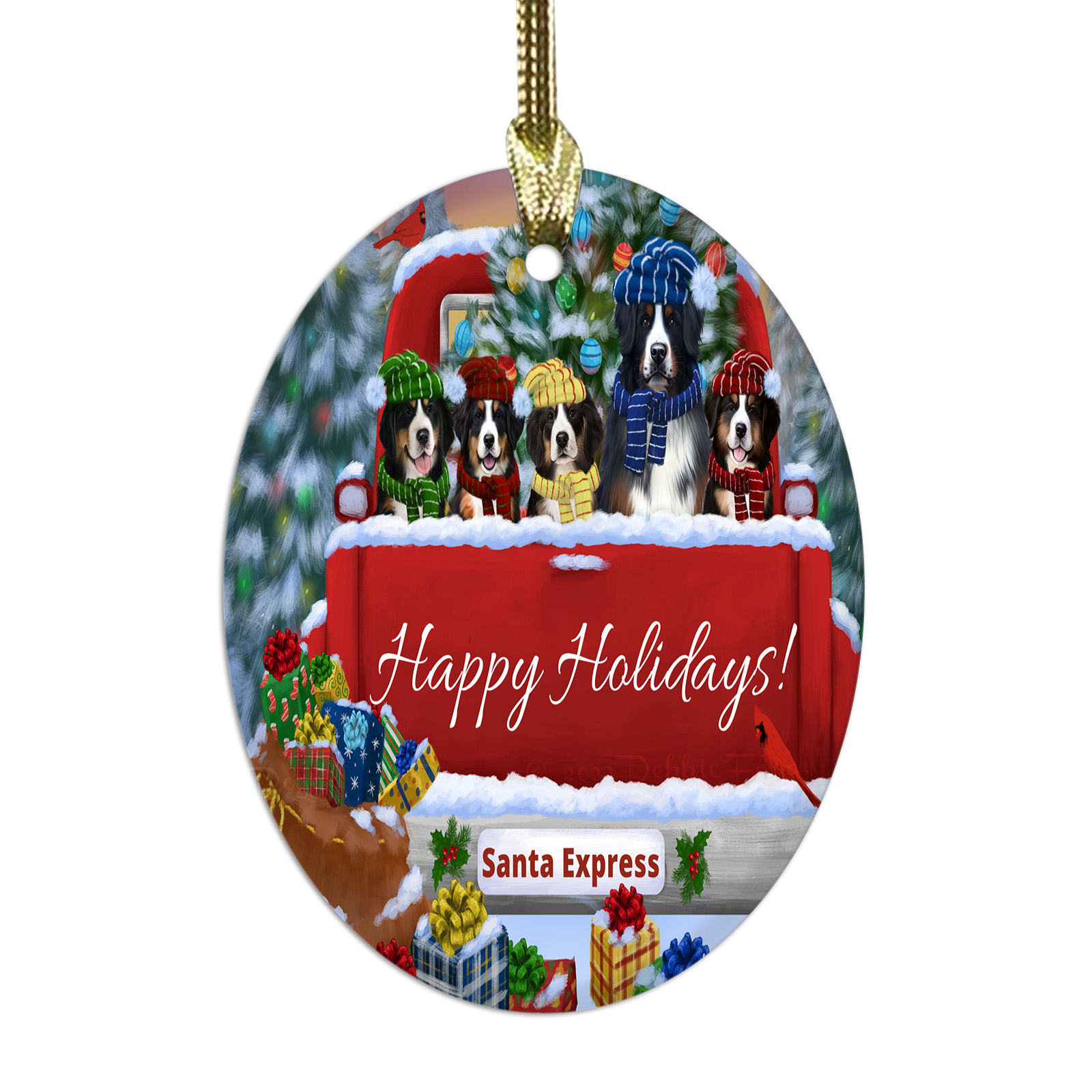 Bernese Mountain Dog Oval Glass Christmas Hanging Ornaments X-mas Tree Decor - Picture 19 of 65