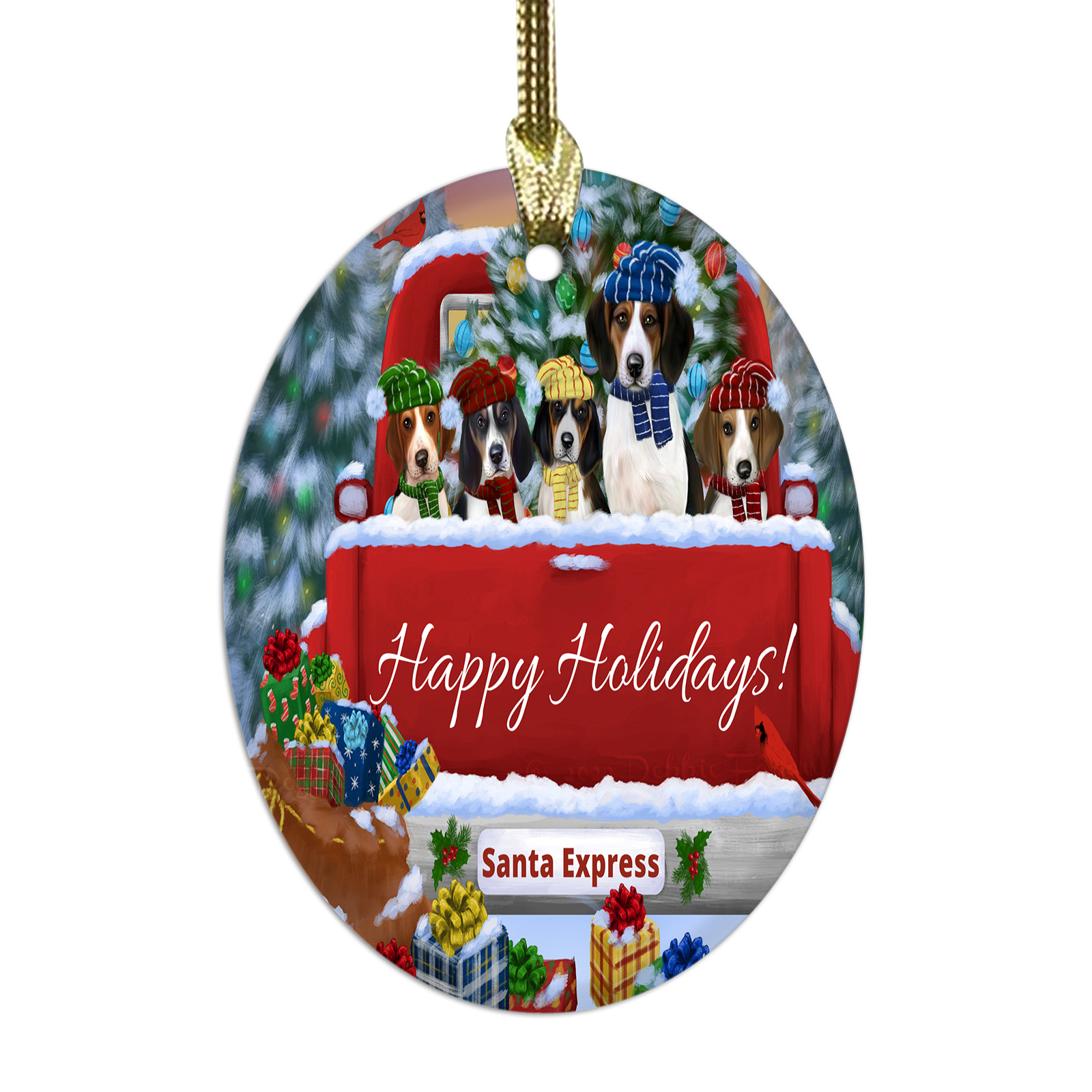 Treeing Walker Coonhound Dog Oval Glass Christmas Hanging Ornaments Decorations - Picture 16 of 37