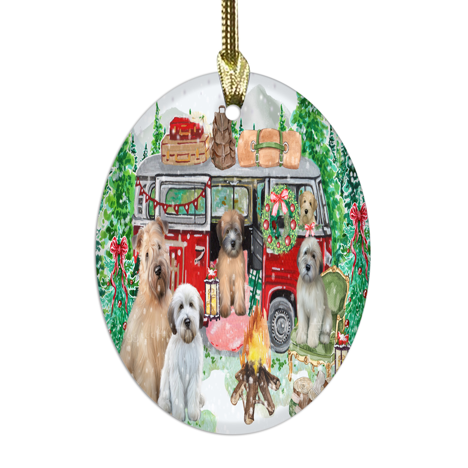 Wheaten Terrier Dog Oval Glass Christmas Hanging Ornaments X-mas Tree Decoration - Picture 20 of 77