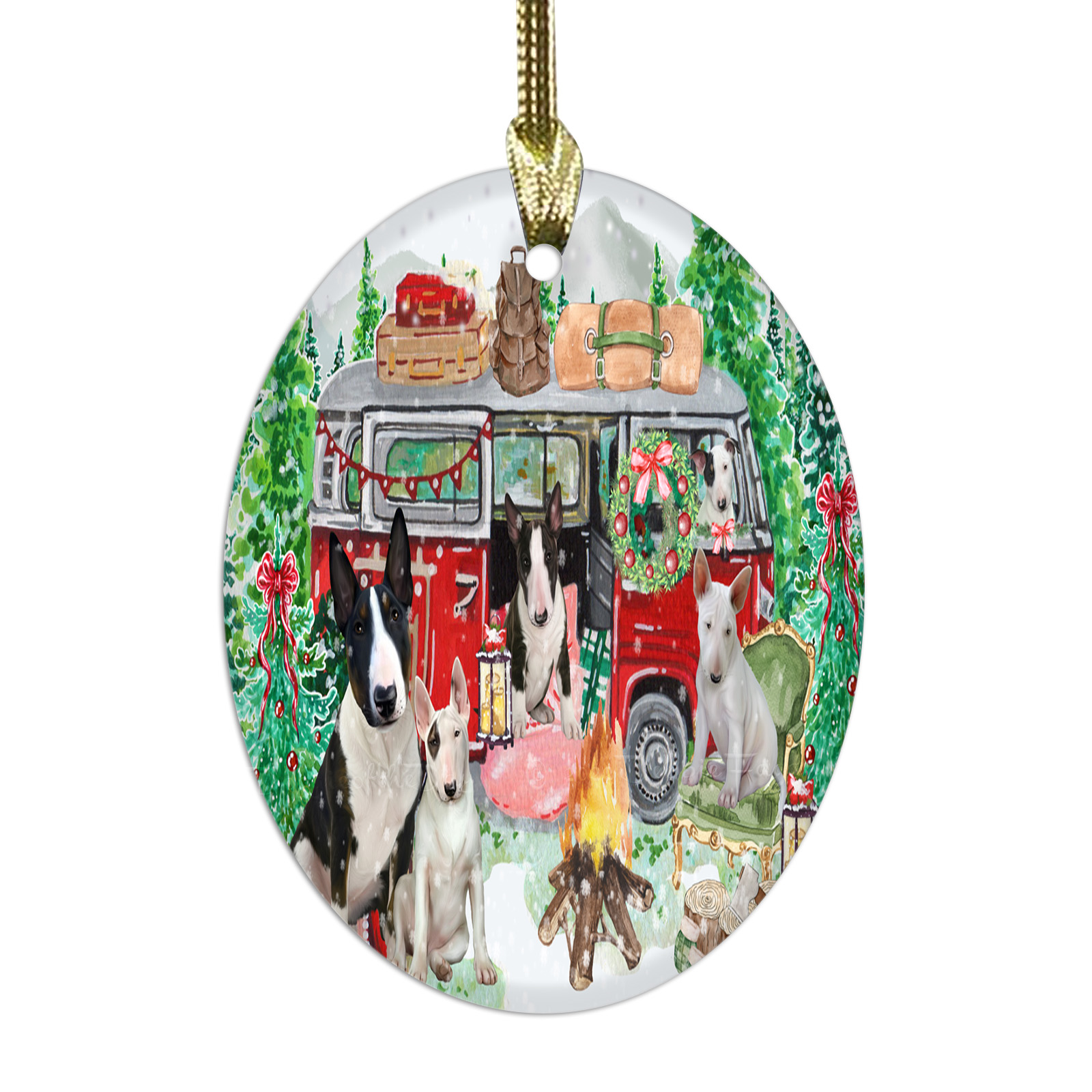 Bull Terrier cane ovale vetro decorazioni natalizie da appendere albero di natale - Foto 19 di 60