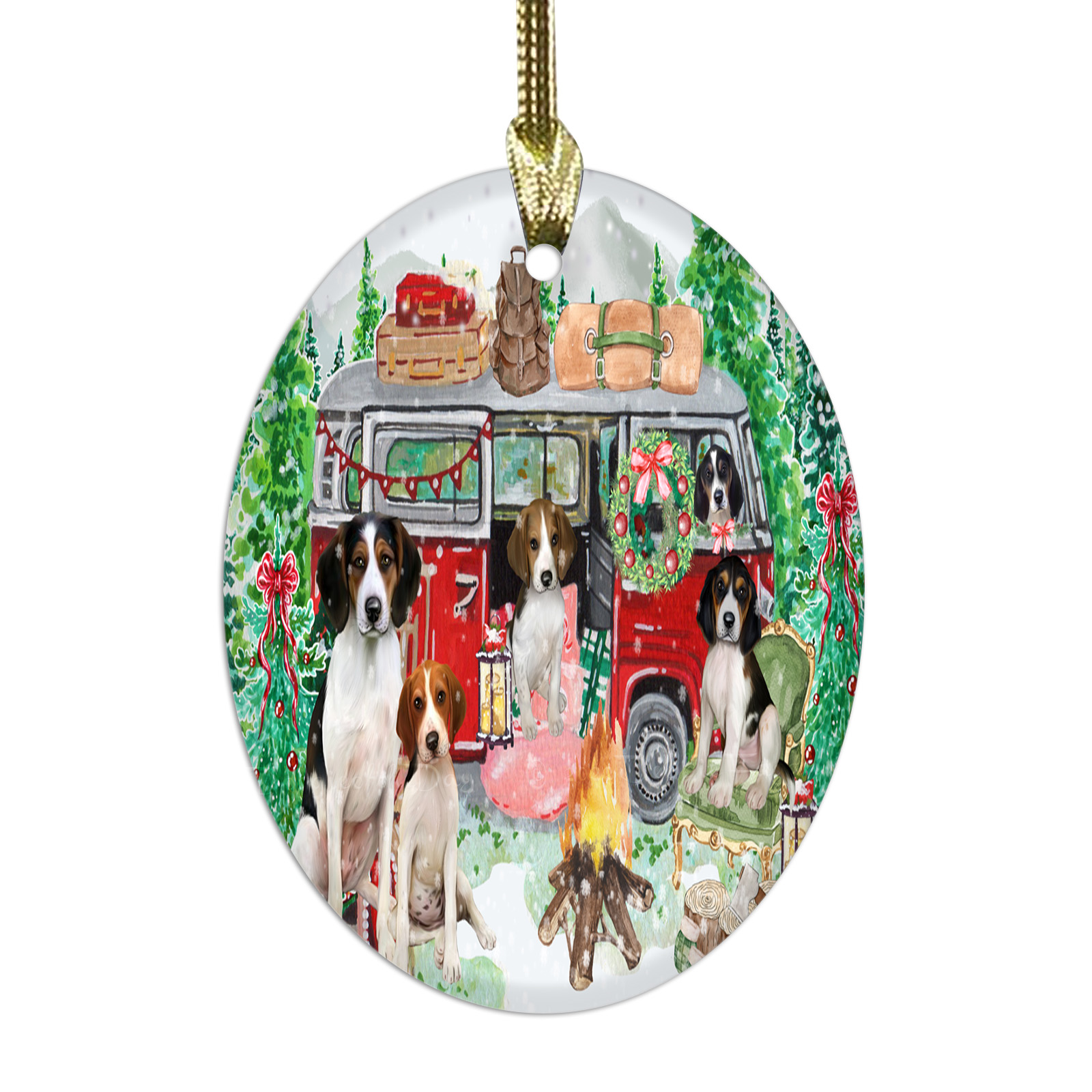 Treeing Walker Coonhound Dog Oval Glass Christmas Hanging Ornaments Decorations - Picture 17 of 37