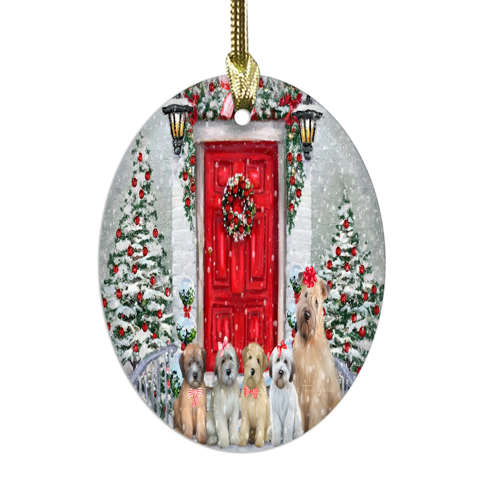 Wheaten Terrier Dog Oval Glass Christmas Hanging Ornaments X-mas Tree Decoration - Picture 21 of 77