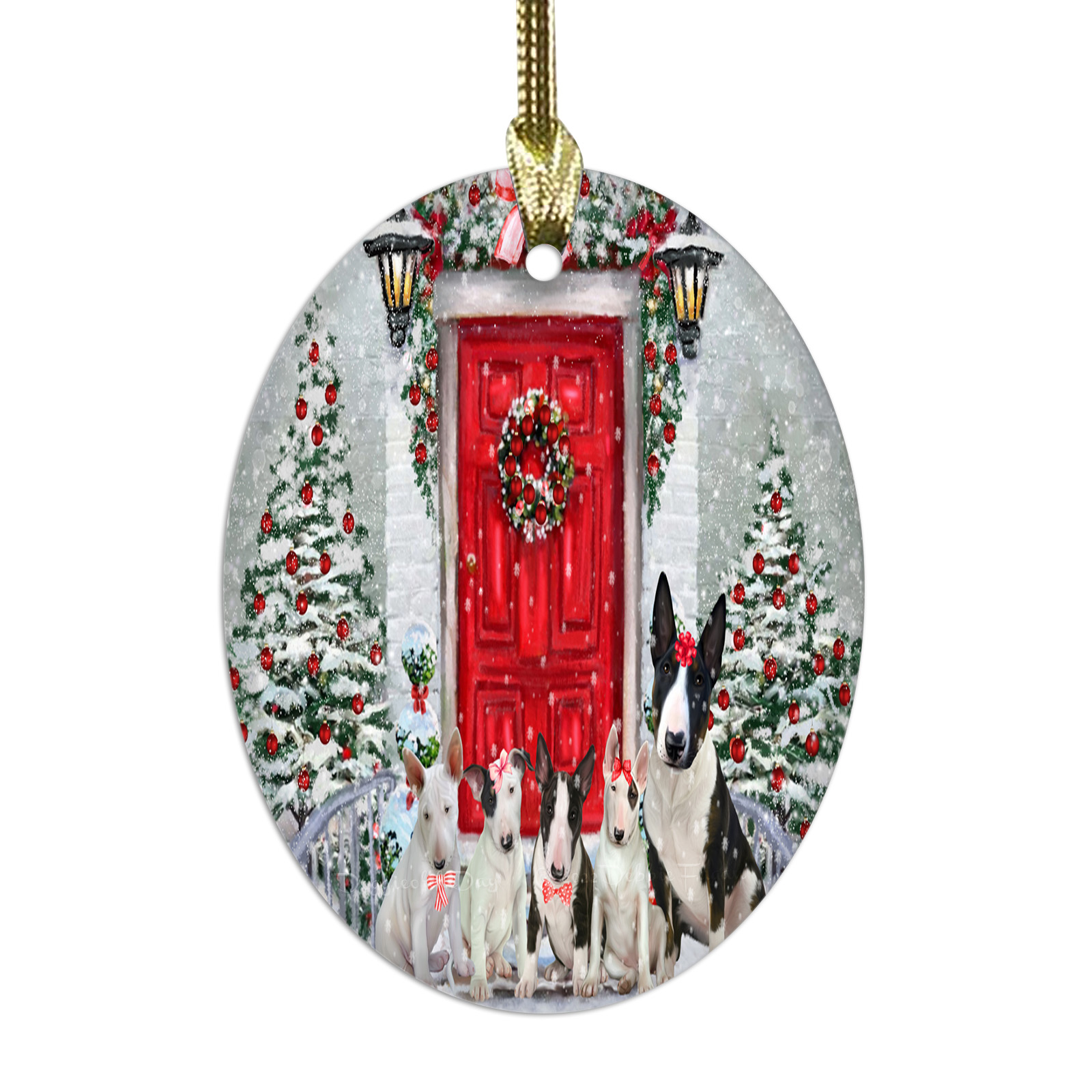 Bull Terrier cane ovale vetro decorazioni natalizie da appendere albero di natale - Foto 20 di 60