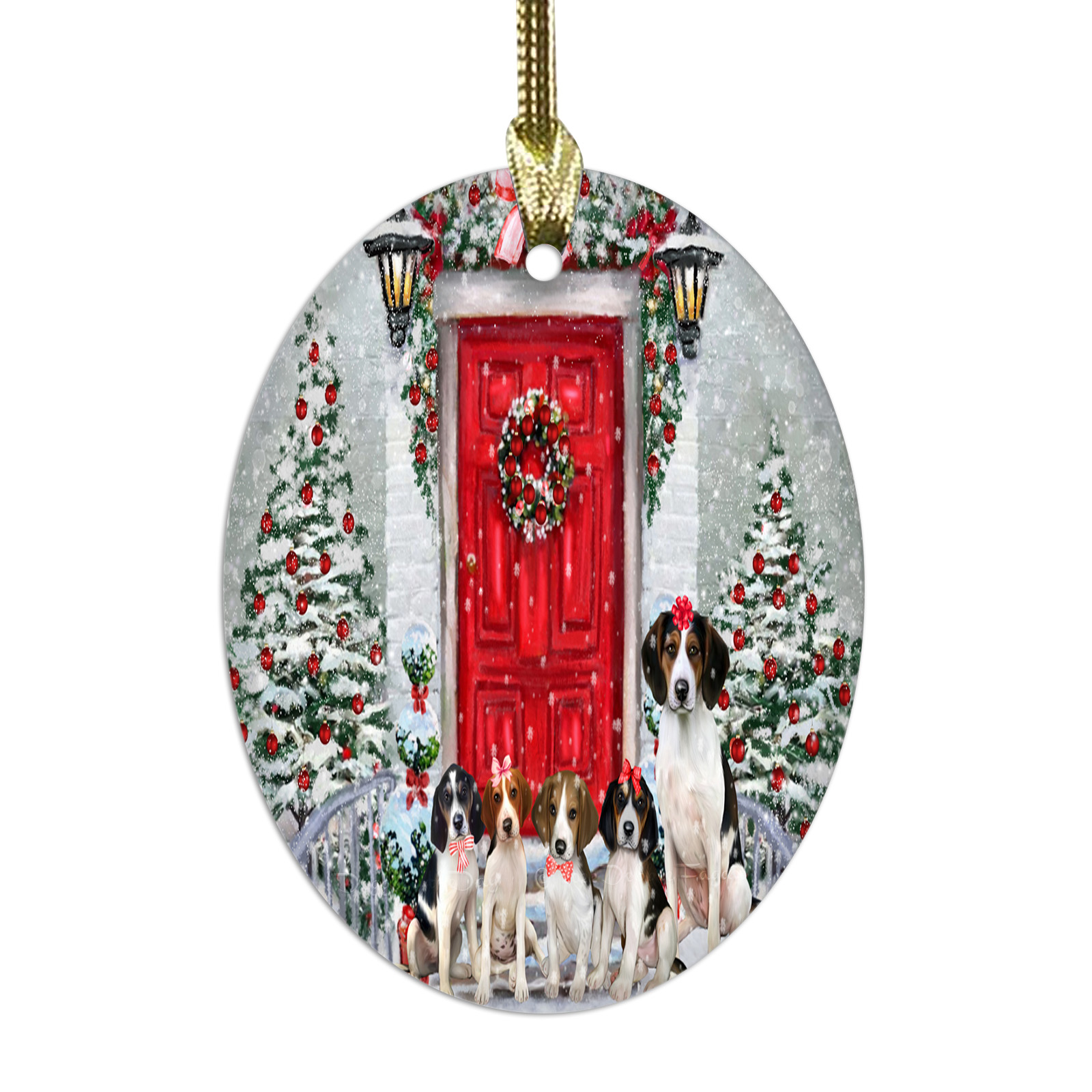 Treeing Walker Coonhound Dog Oval Glass Christmas Hanging Ornaments Decorations - Picture 18 of 37