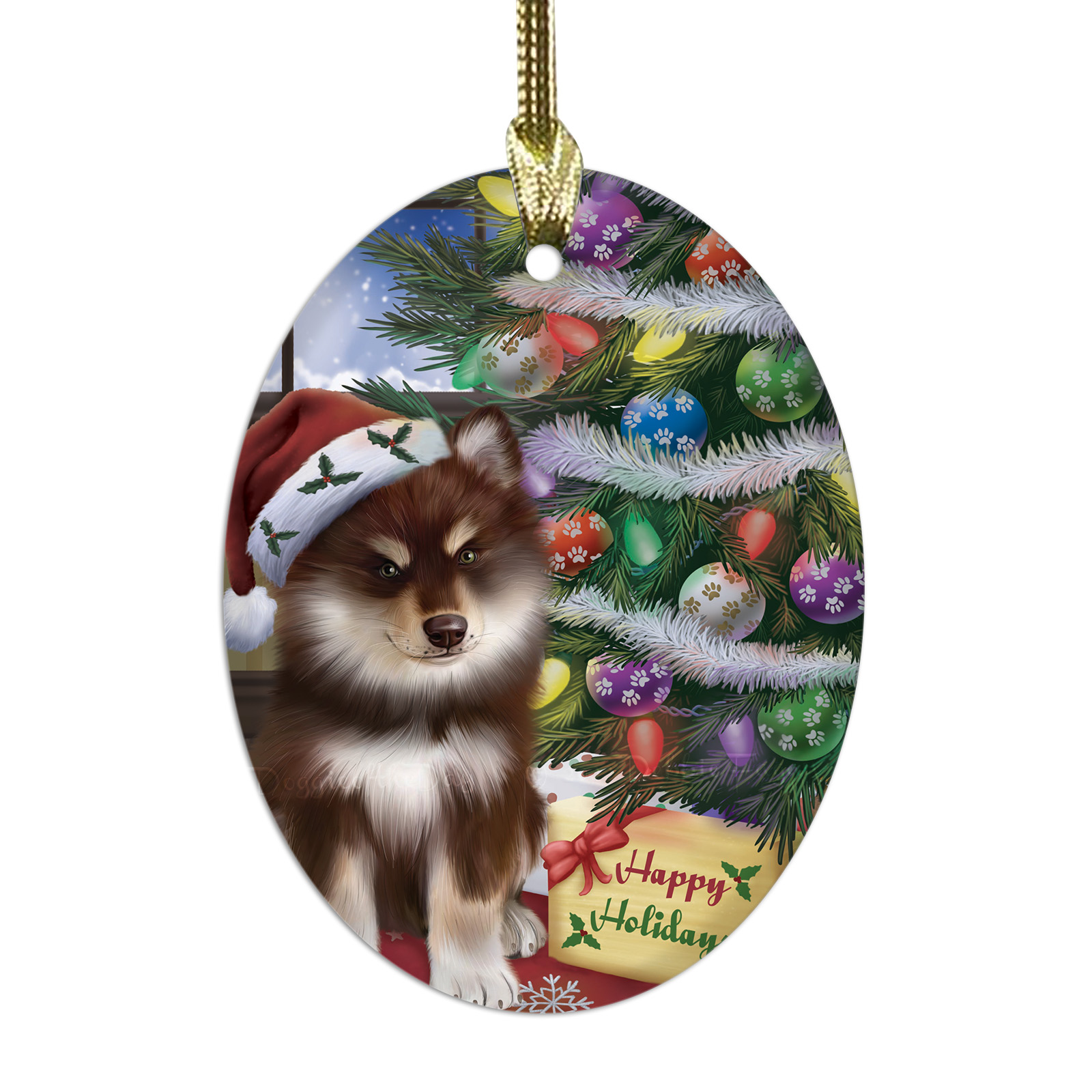 Adornos colgantes de Navidad de vidrio ovalado de perro lapphund finlandés árbol de Navidad decoración - Imagen 26 de 46