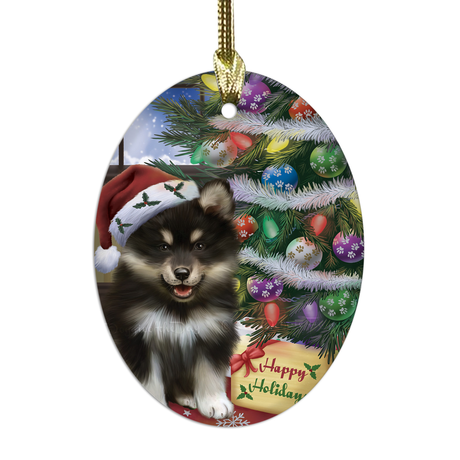 Adornos colgantes de Navidad de vidrio ovalado de perro lapphund finlandés árbol de Navidad decoración - Imagen 39 de 46