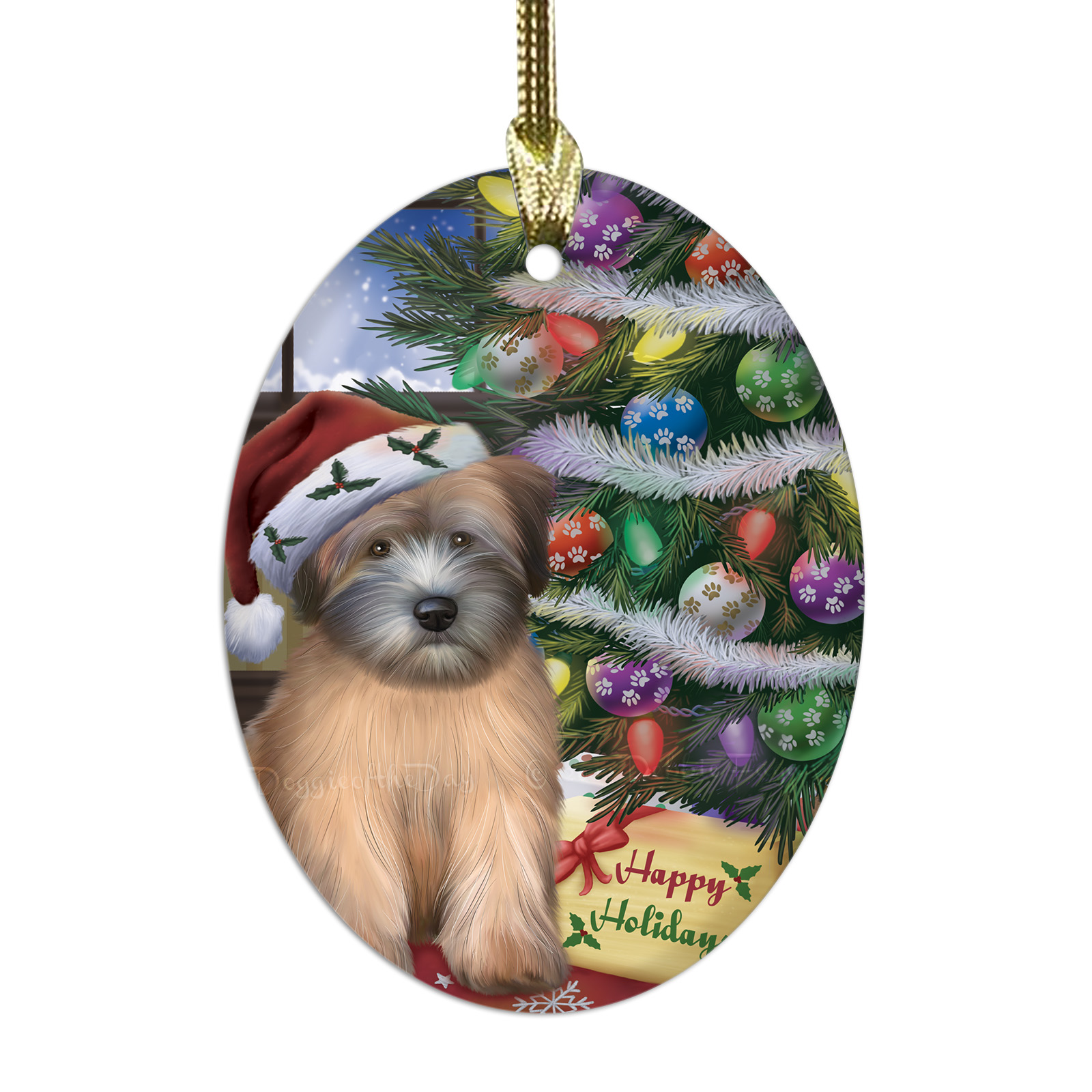 Wheaten Terrier Dog Oval Glass Christmas Hanging Ornaments X-mas Tree Decoration - Picture 35 of 77