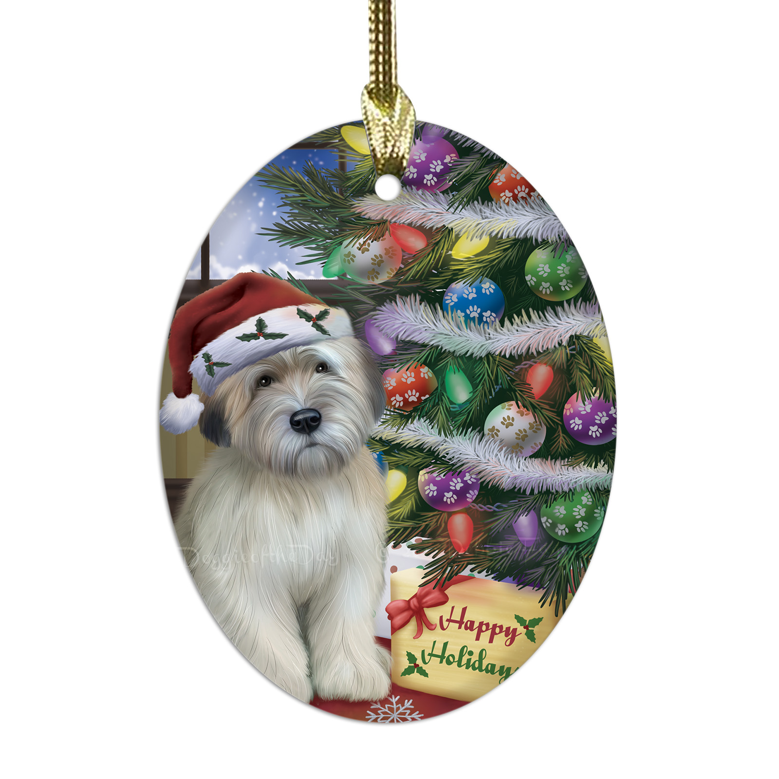 Wheaten Terrier Dog Oval Glass Christmas Hanging Ornaments X-mas Tree Decoration - Picture 65 of 77