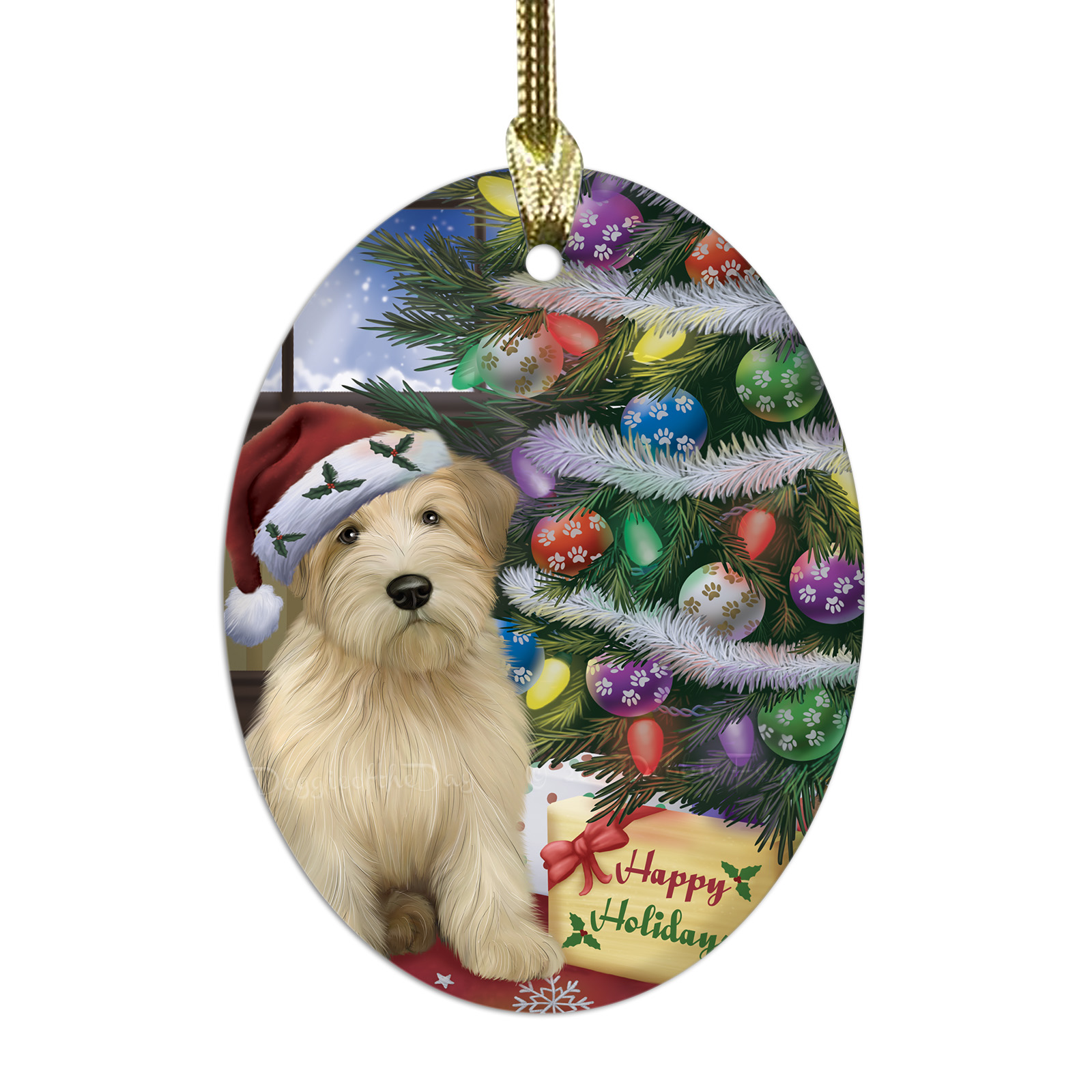 Wheaten Terrier Dog Oval Glass Christmas Hanging Ornaments X-mas Tree Decoration - Picture 66 of 77