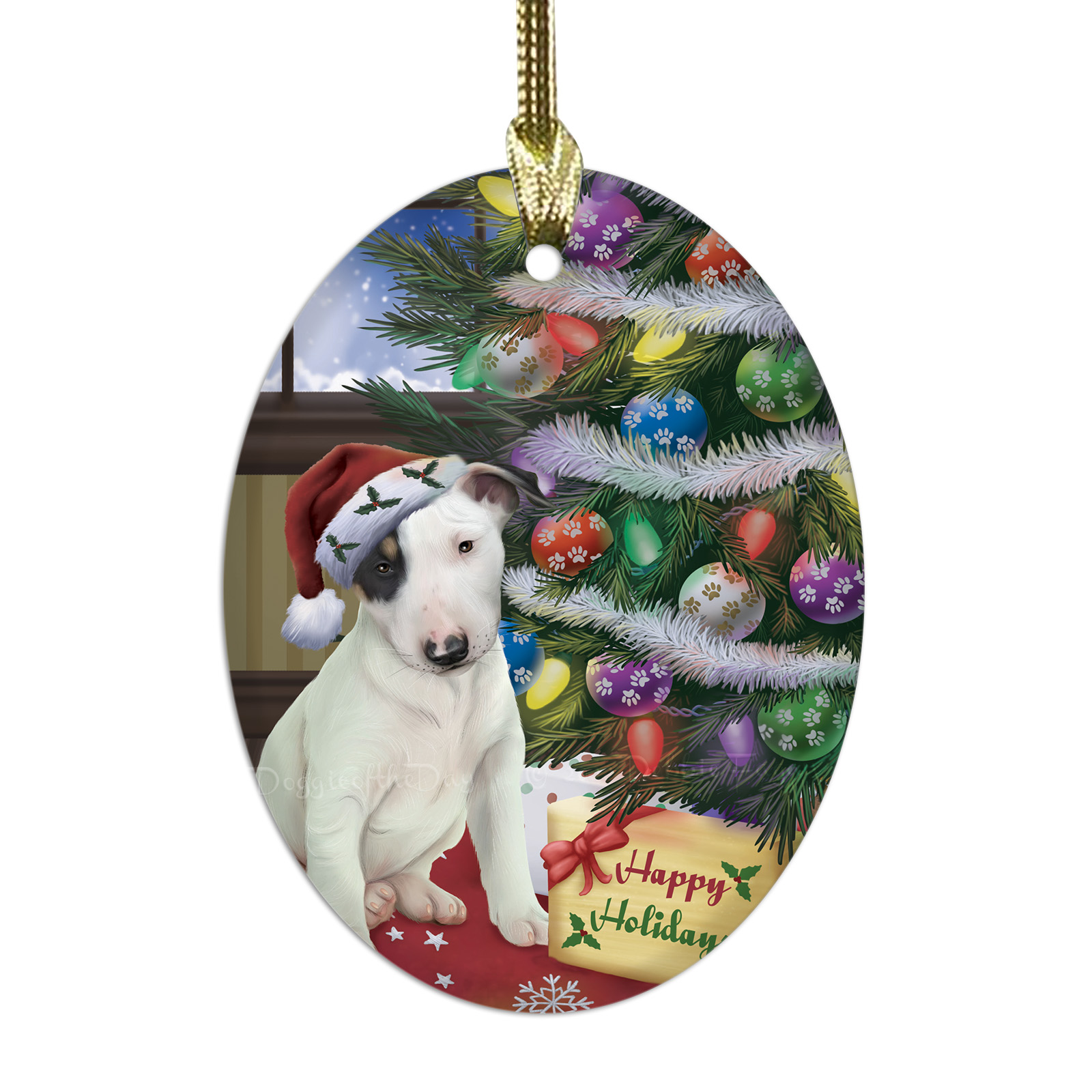 Bull Terrier cane ovale vetro decorazioni natalizie da appendere albero di natale - Foto 33 di 60