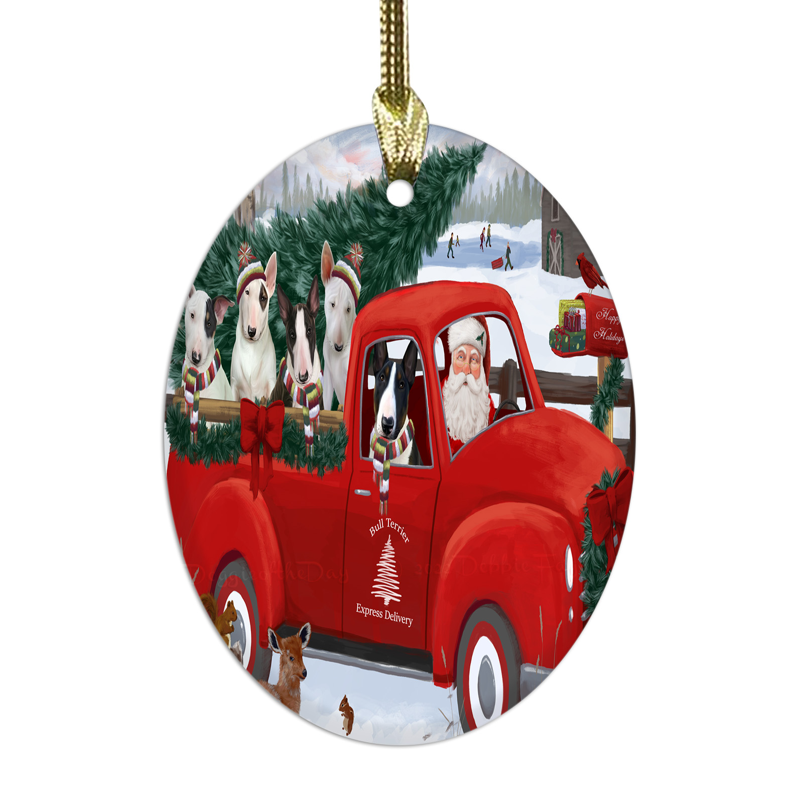 Bull Terrier cane ovale vetro decorazioni natalizie da appendere albero di natale - Foto 9 di 60