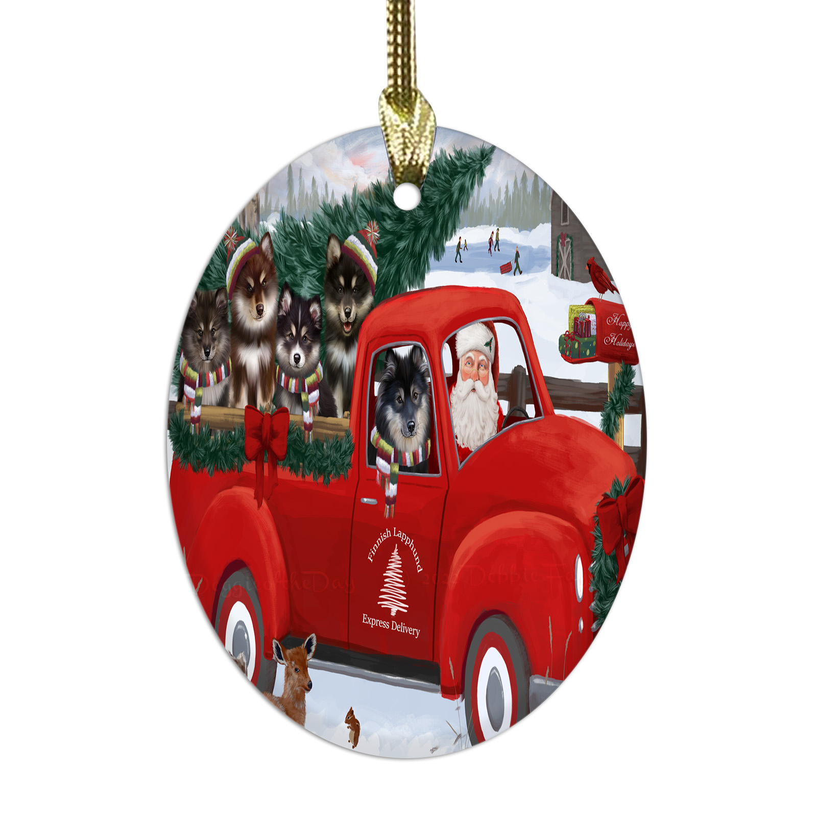Adornos colgantes de Navidad de vidrio ovalado de perro lapphund finlandés árbol de Navidad decoración - Imagen 10 de 46