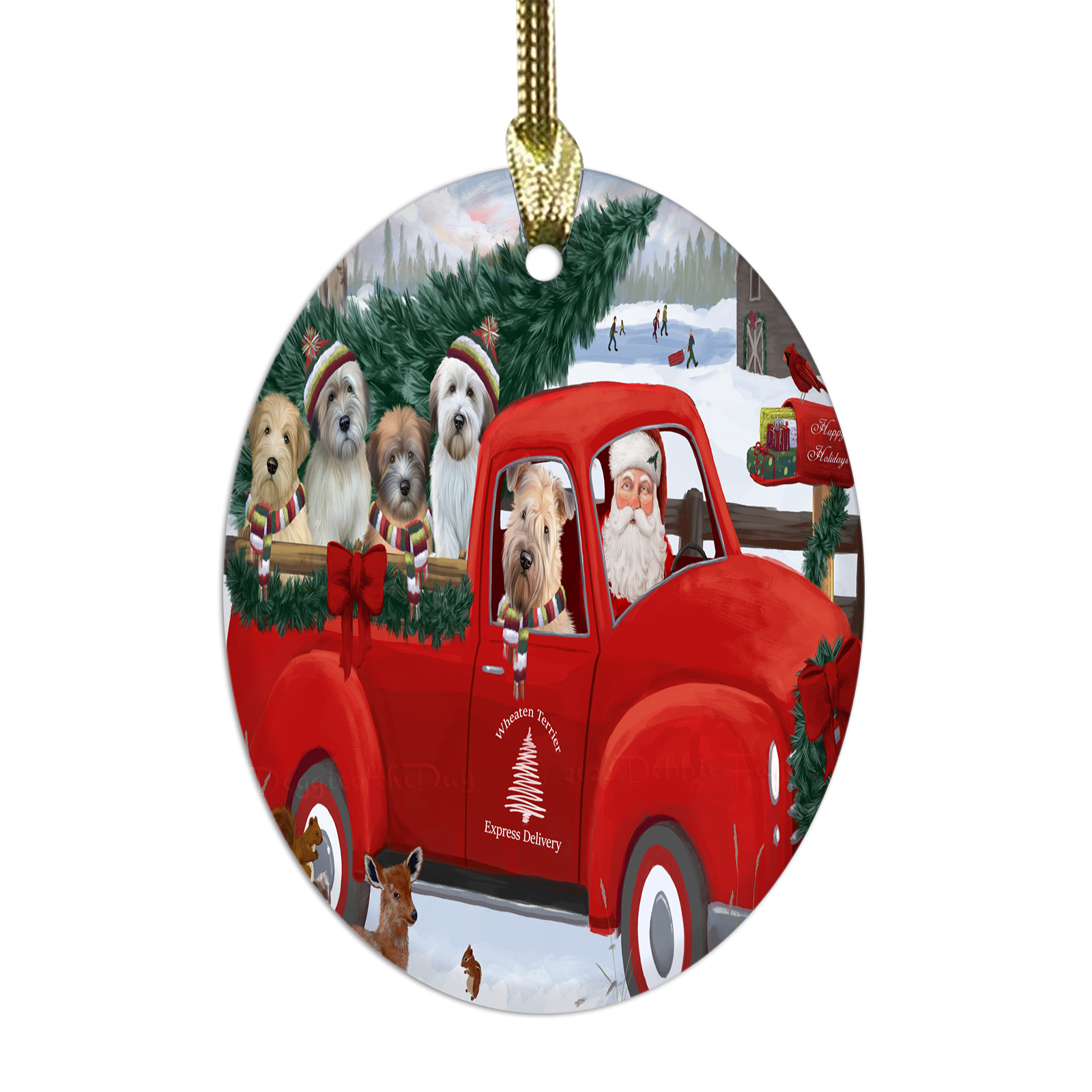Wheaten Terrier Dog Oval Glass Christmas Hanging Ornaments X-mas Tree Decoration - Picture 10 of 77