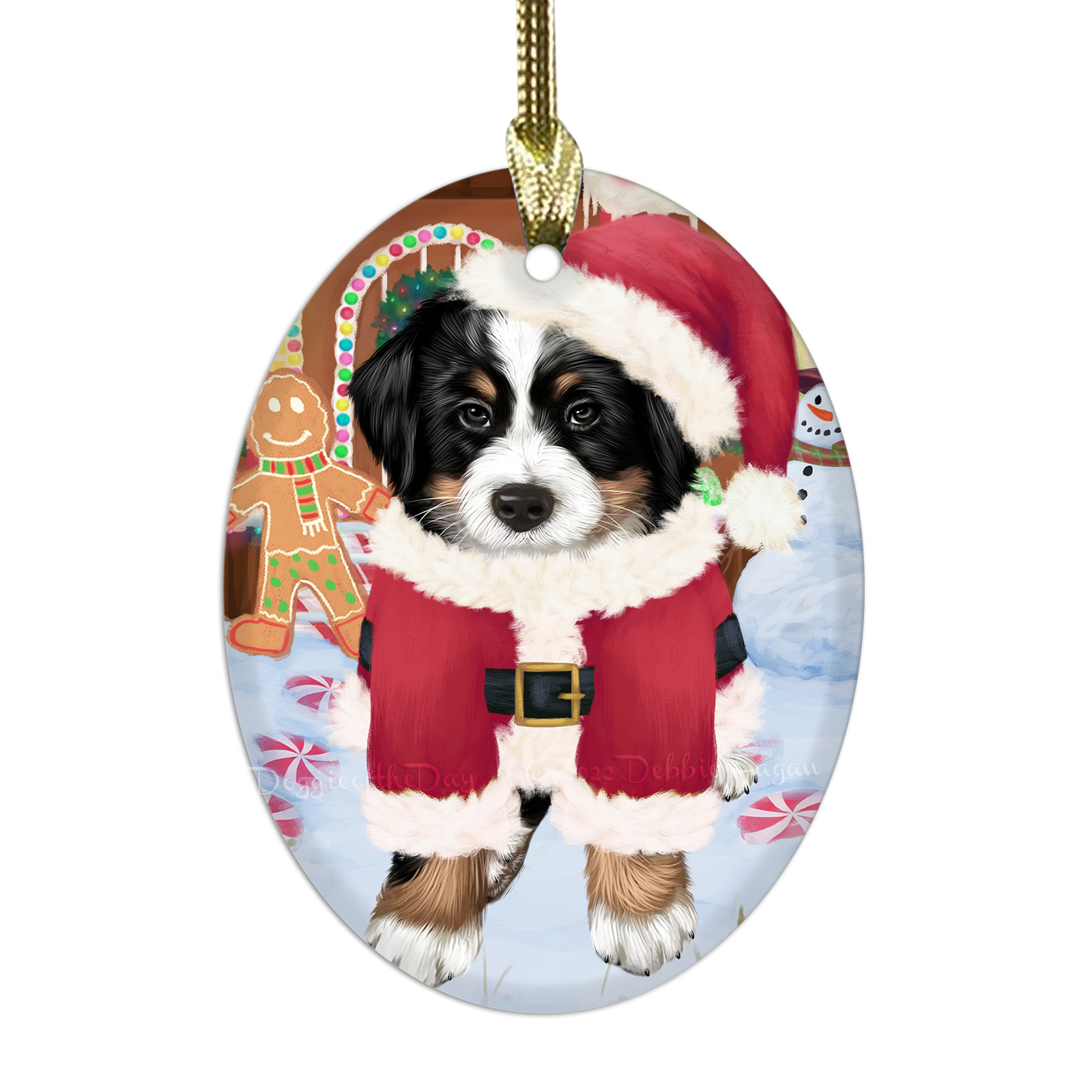 Bernese Mountain Dog Oval Glass Christmas Hanging Ornaments X-mas Tree Decor - Picture 13 of 65