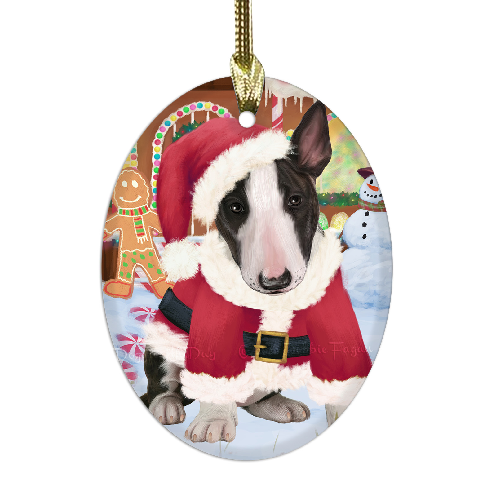 Bull Terrier cane ovale vetro decorazioni natalizie da appendere albero di natale - Foto 12 di 60