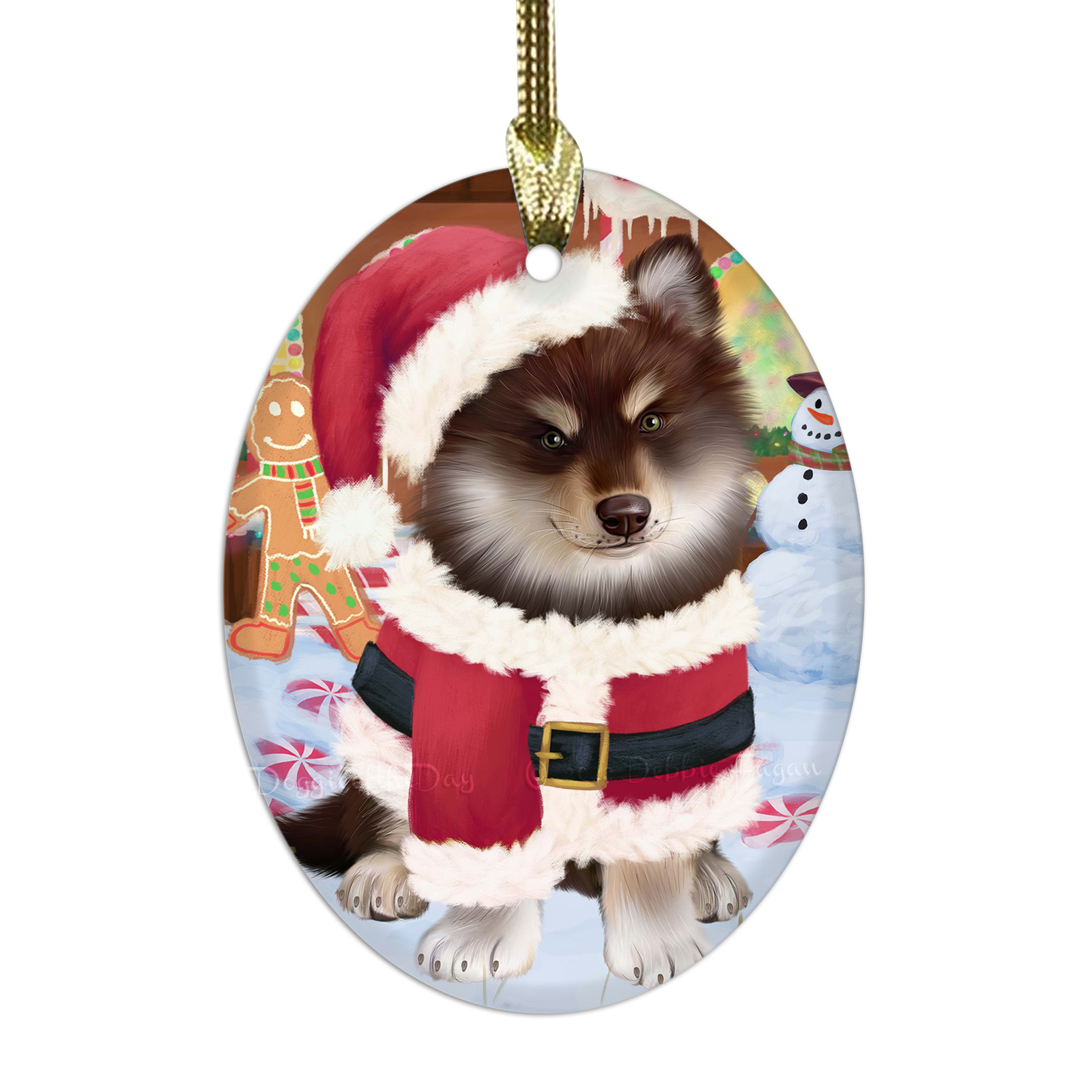 Adornos colgantes de Navidad de vidrio ovalado de perro lapphund finlandés árbol de Navidad decoración - Imagen 12 de 46