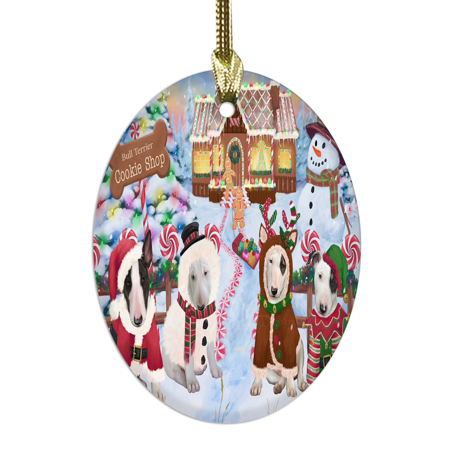 Bull Terrier cane ovale vetro decorazioni natalizie da appendere albero di natale - Foto 11 di 60