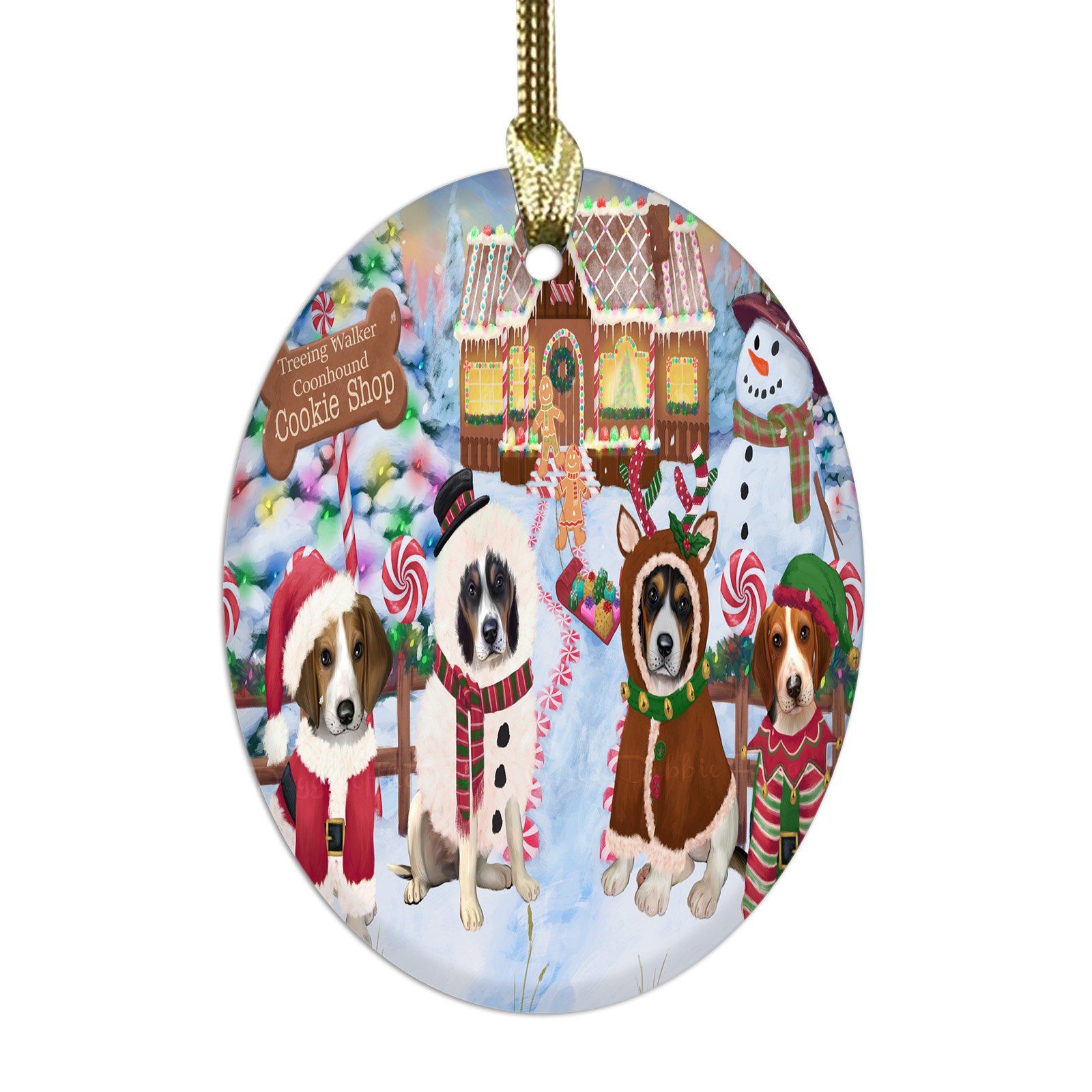Treeing Walker Coonhound Dog Oval Glass Christmas Hanging Ornaments Decorations - Picture 9 of 37