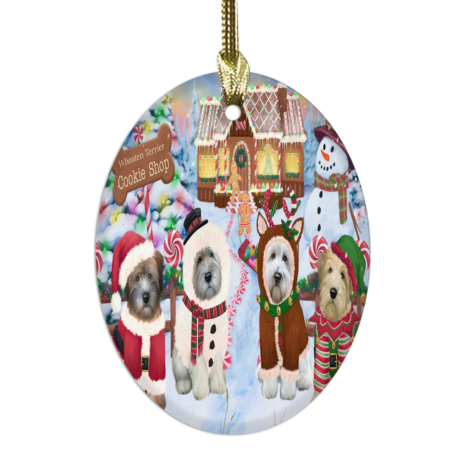 Wheaten Terrier Dog Oval Glass Christmas Hanging Ornaments X-mas Tree Decoration - Picture 12 of 77