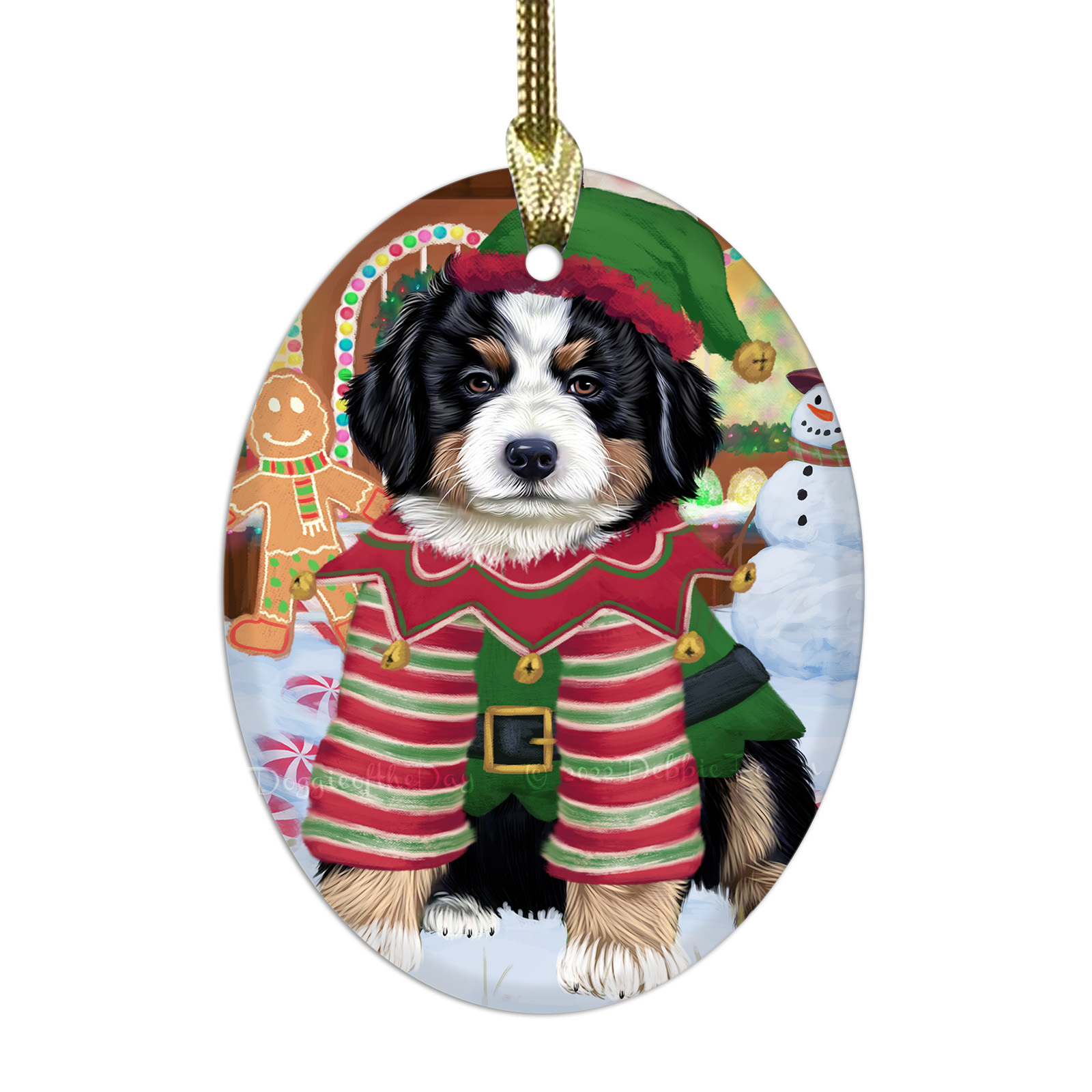 Bernese Mountain Dog Oval Glass Christmas Hanging Ornaments X-mas Tree Decor - Picture 14 of 65