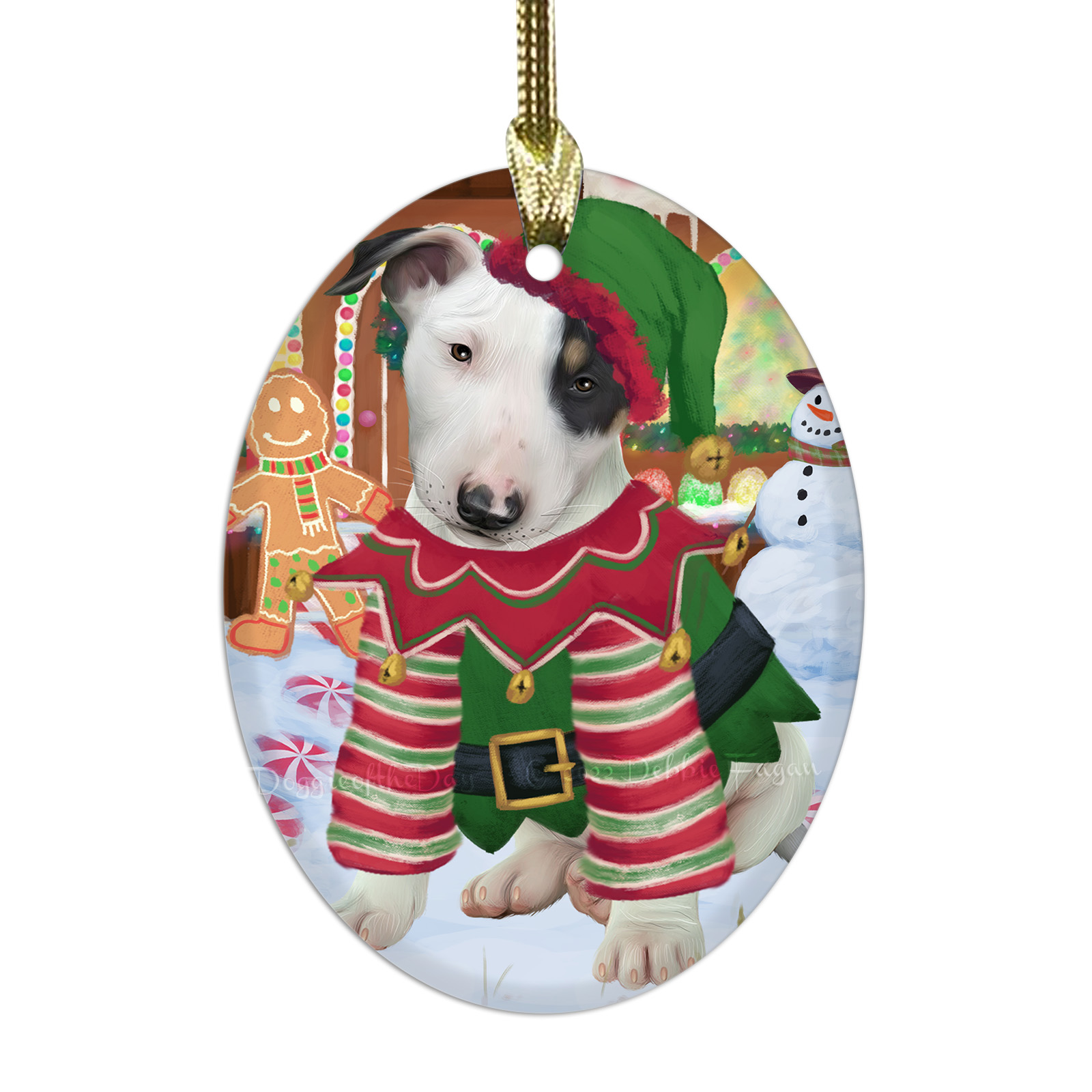 Bull Terrier cane ovale vetro decorazioni natalizie da appendere albero di natale - Foto 13 di 60