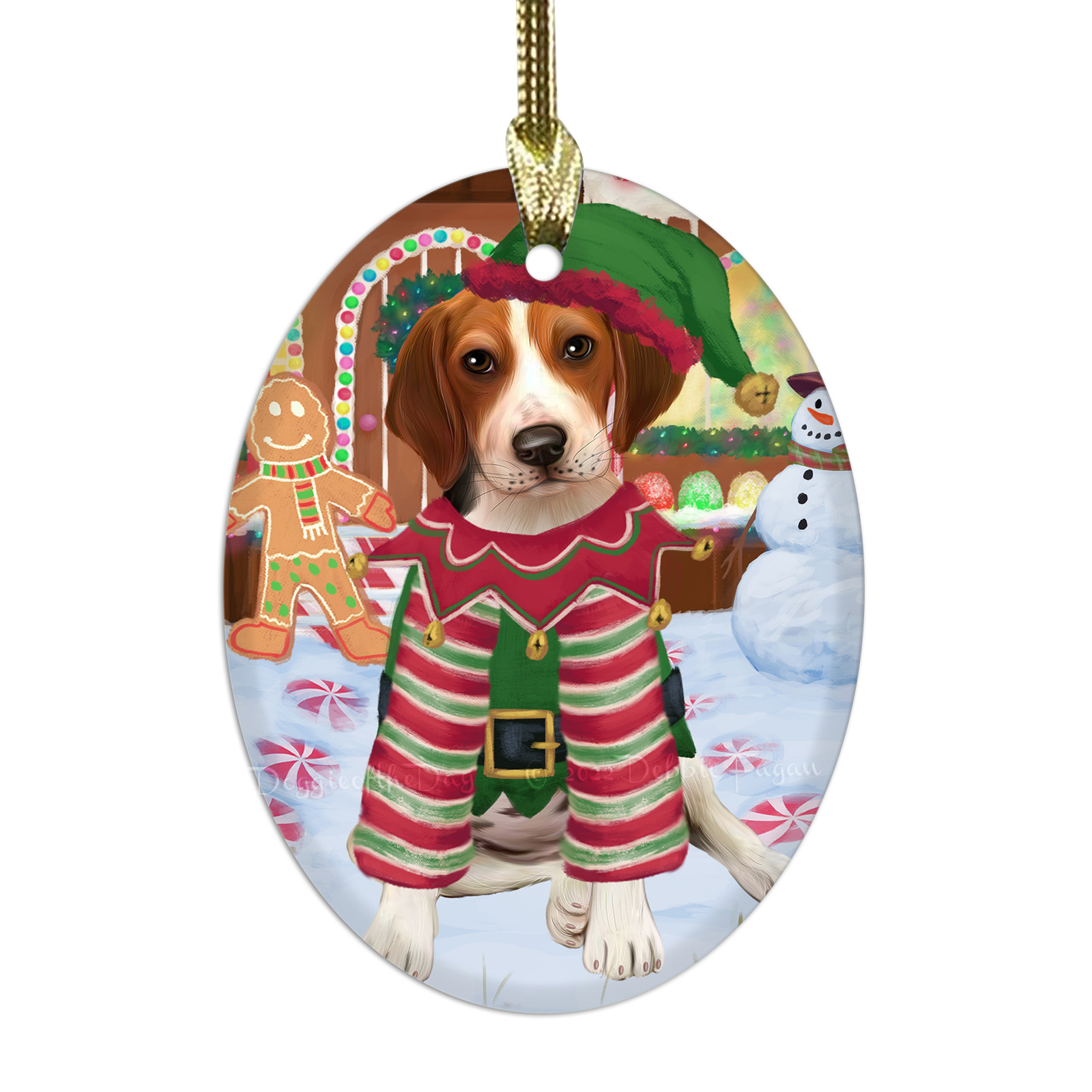 Treeing Walker Coonhound Dog Oval Glass Christmas Hanging Ornaments Decorations - Picture 11 of 37