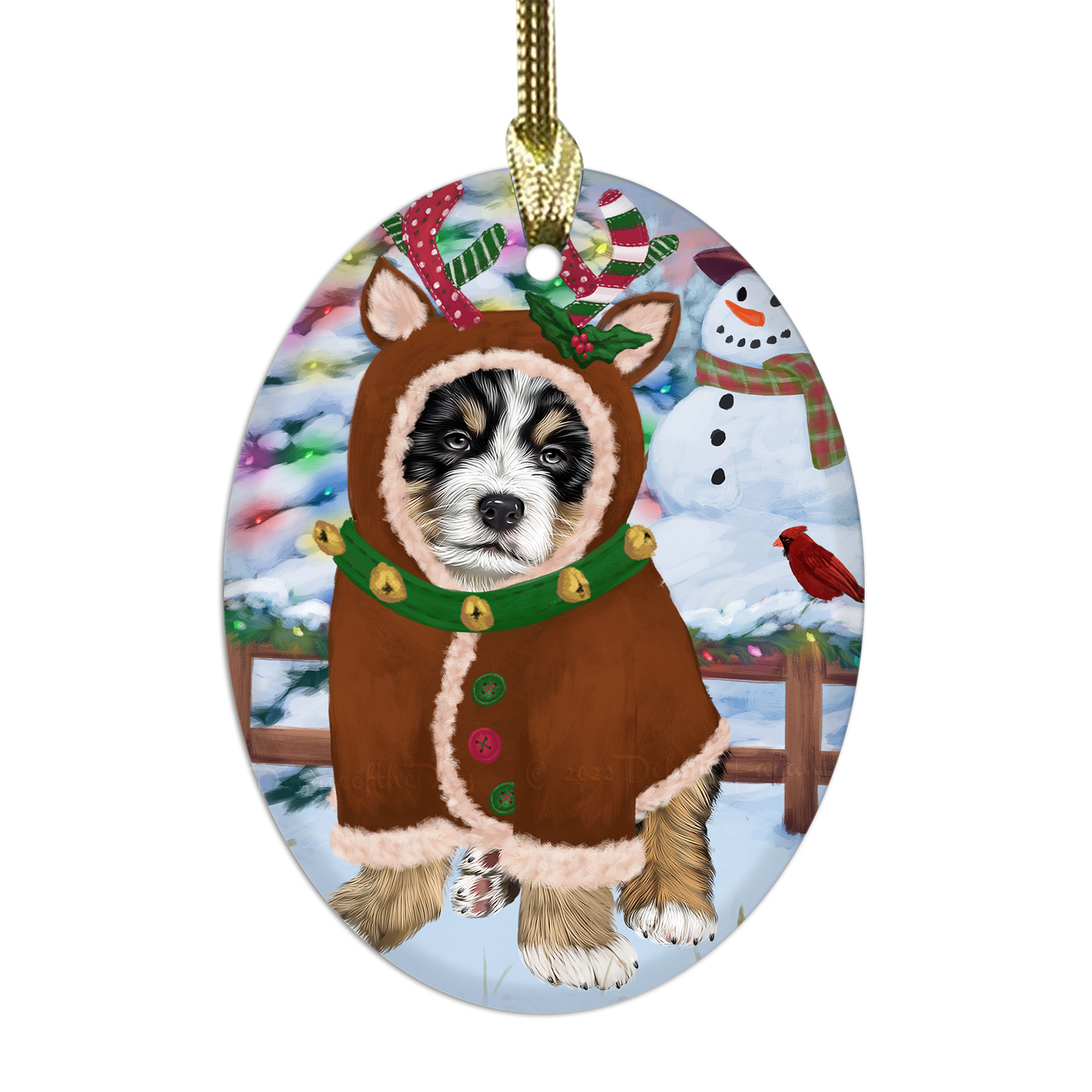 Bernese Mountain Dog Oval Glass Christmas Hanging Ornaments X-mas Tree Decor - Picture 15 of 65