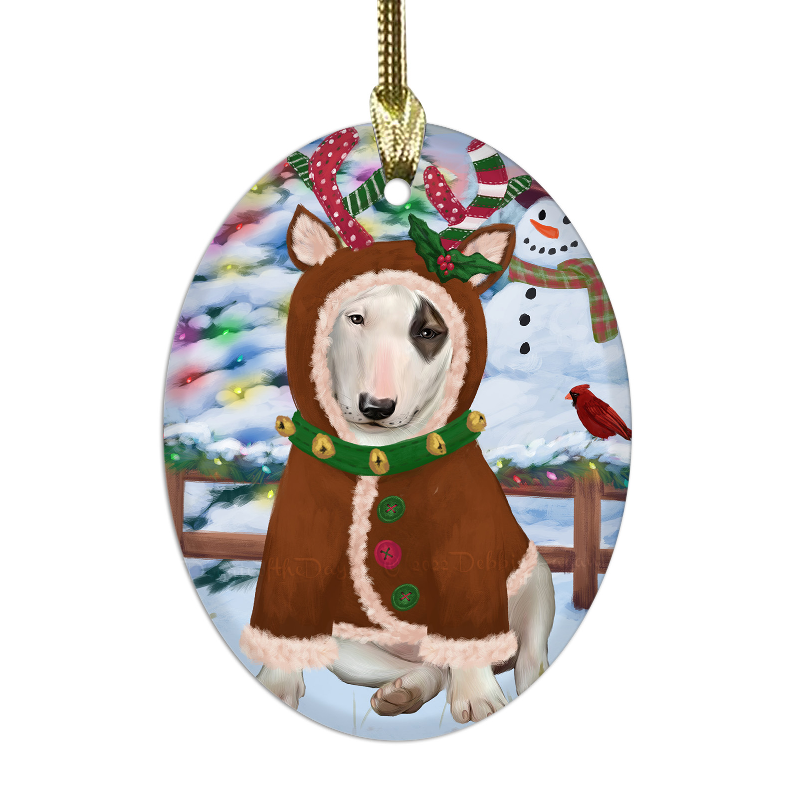 Bull Terrier cane ovale vetro decorazioni natalizie da appendere albero di natale - Foto 14 di 60