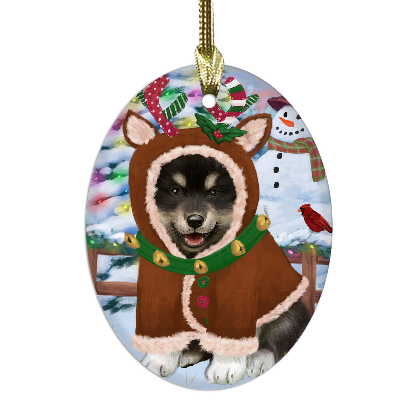Adornos colgantes de Navidad de vidrio ovalado de perro lapphund finlandés árbol de Navidad decoración - Imagen 14 de 46