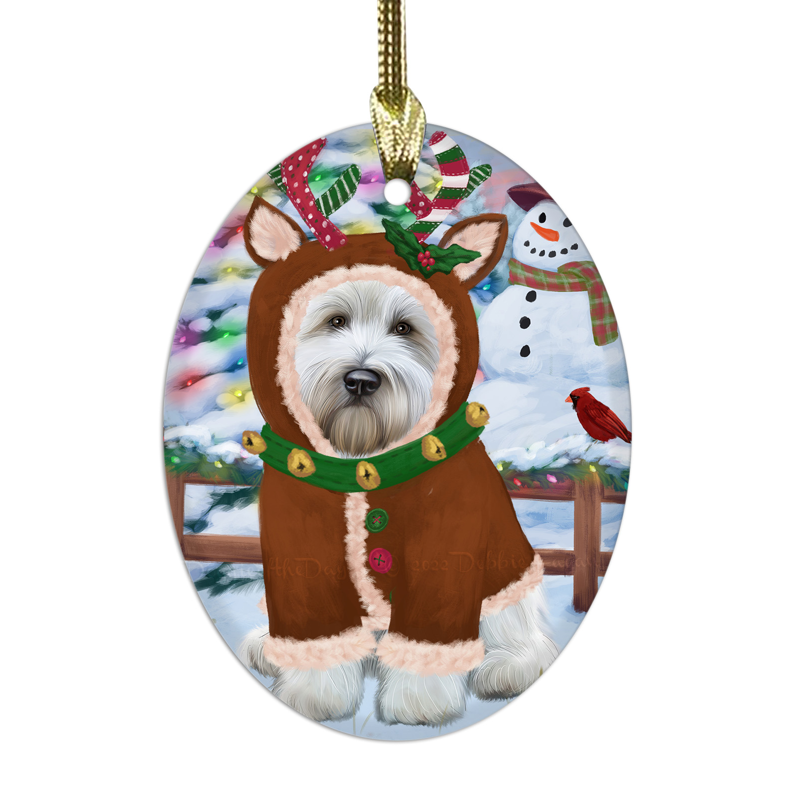 Wheaten Terrier Dog Oval Glass Christmas Hanging Ornaments X-mas Tree Decoration - Picture 15 of 77