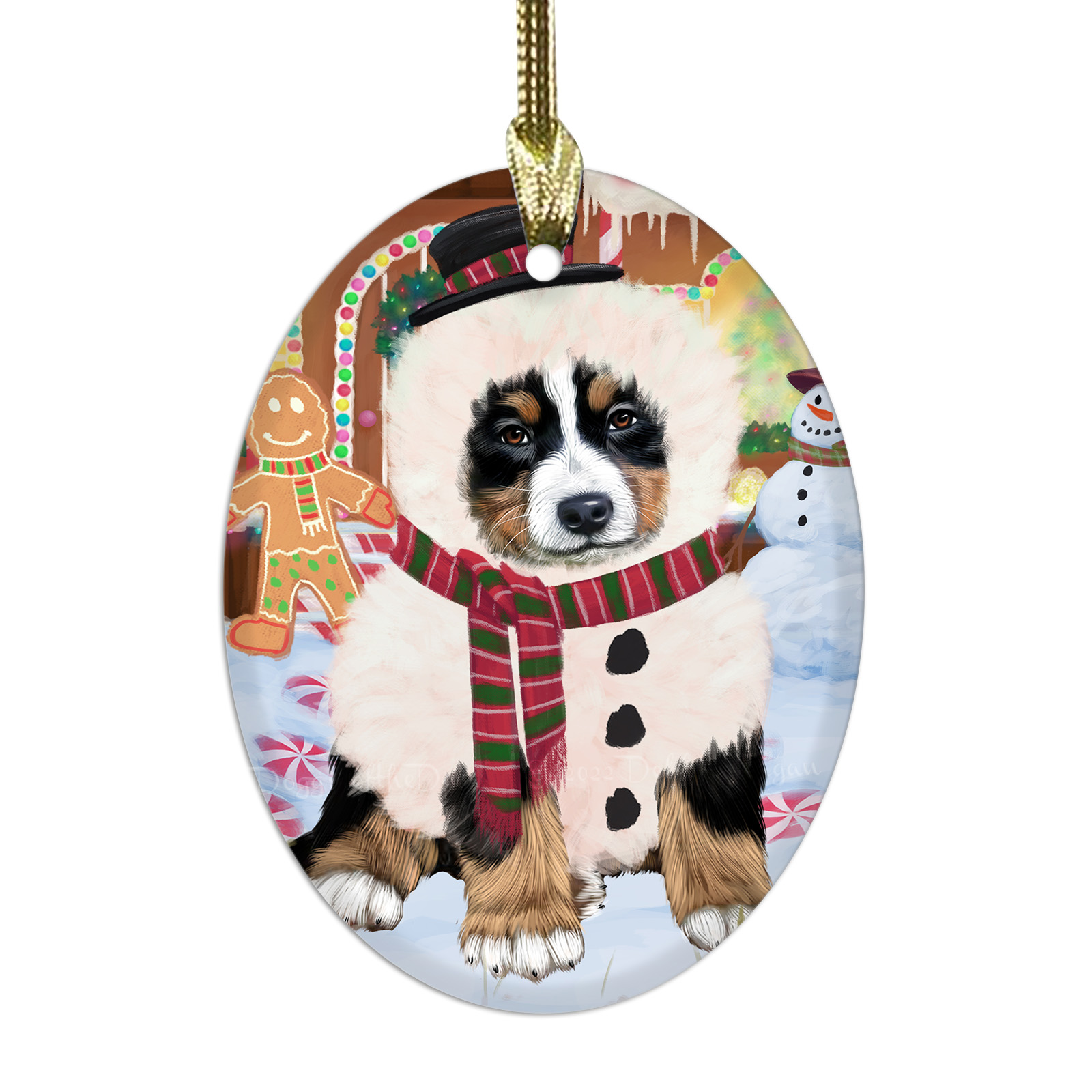 Bernese Mountain Dog Oval Glass Christmas Hanging Ornaments X-mas Tree Decor - Picture 16 of 65