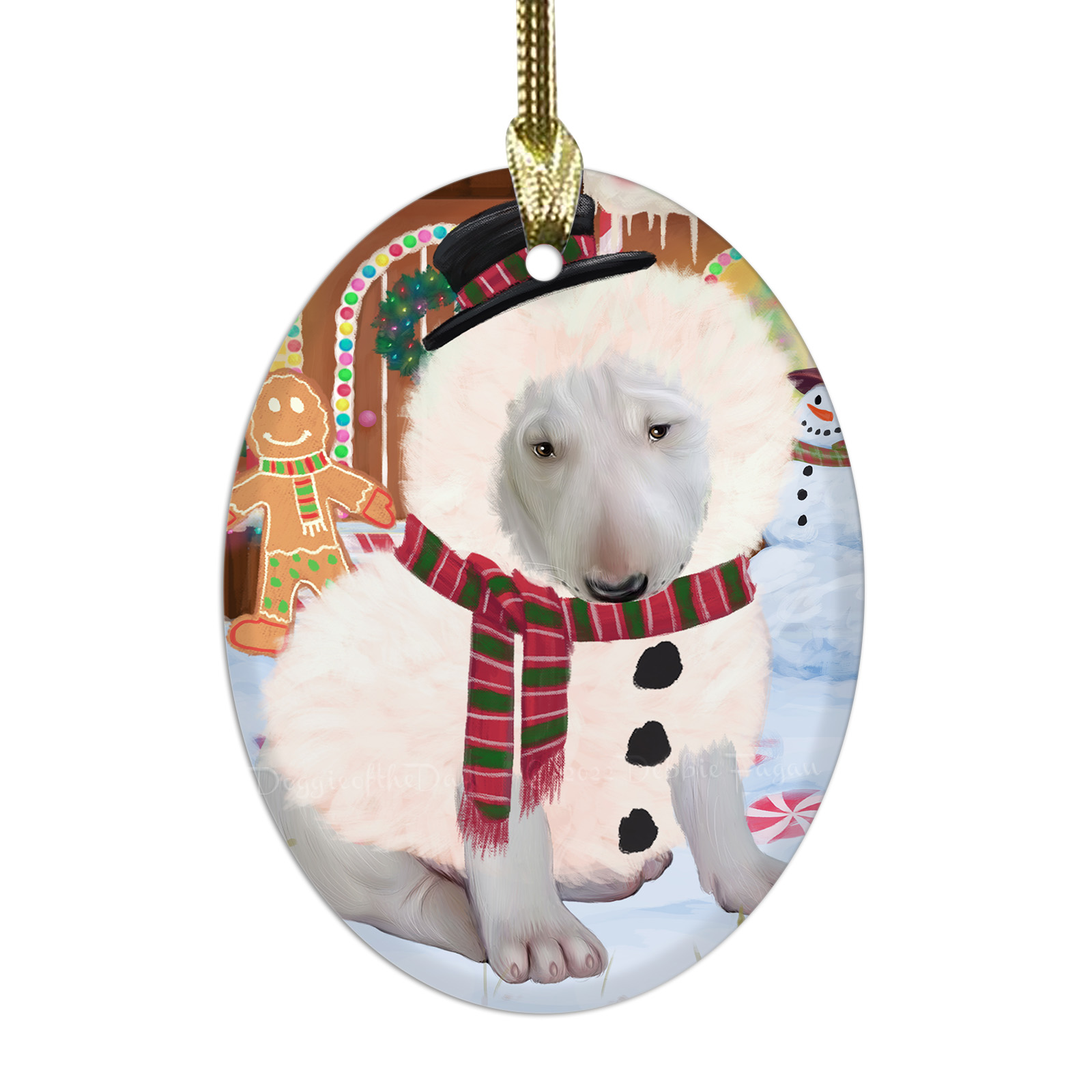 Bull Terrier cane ovale vetro decorazioni natalizie da appendere albero di natale - Foto 15 di 60