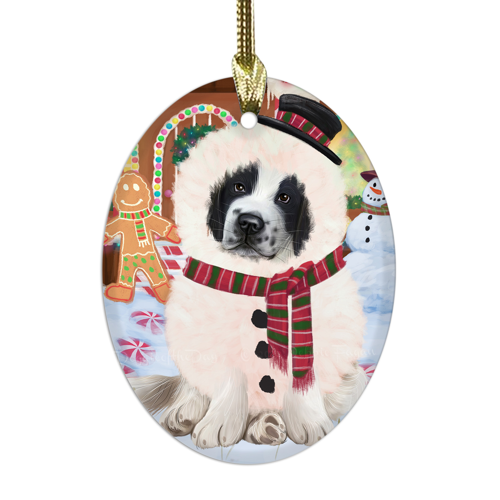 Saint Bernard Dog Oval Glass Christmas Hanging Ornaments X-mas Tree Decorations - Picture 15 of 44