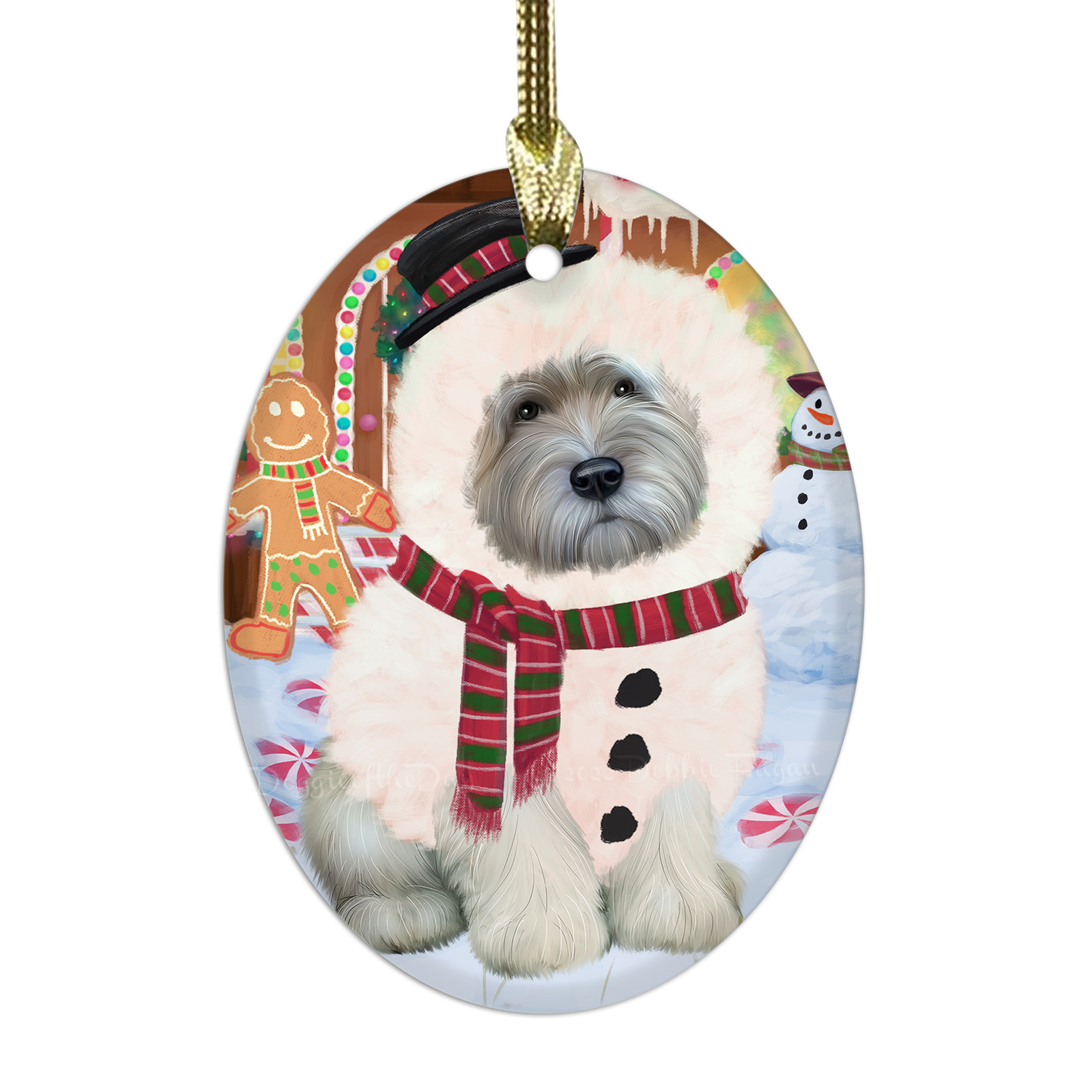 Wheaten Terrier Dog Oval Glass Christmas Hanging Ornaments X-mas Tree Decoration - Picture 16 of 77