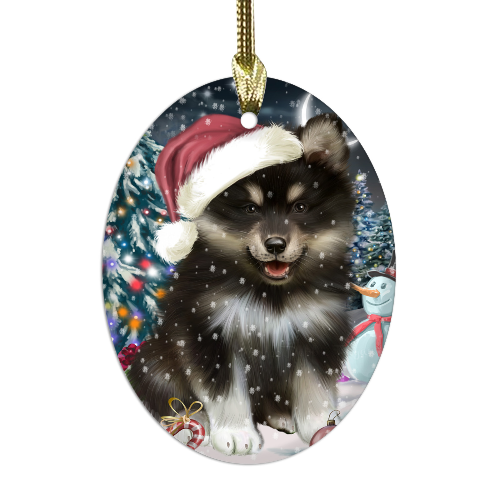 Adornos colgantes de Navidad de vidrio ovalado de perro lapphund finlandés árbol de Navidad decoración - Imagen 34 de 46