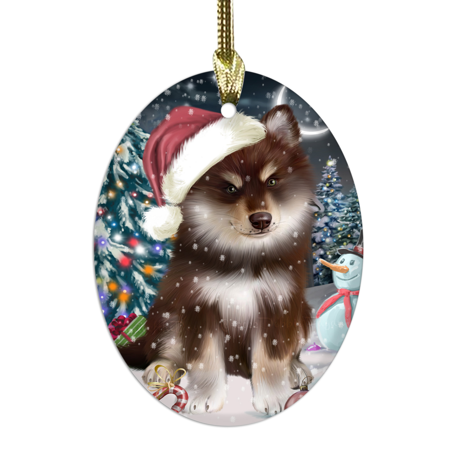 Adornos colgantes de Navidad de vidrio ovalado de perro lapphund finlandés árbol de Navidad decoración - Imagen 31 de 46