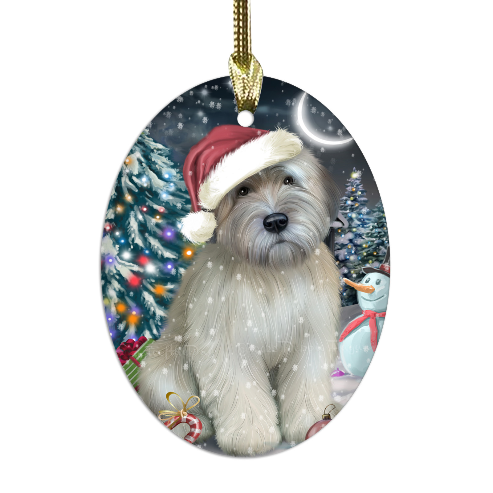 Wheaten Terrier Dog Oval Glass Christmas Hanging Ornaments X-mas Tree Decoration - Picture 42 of 77