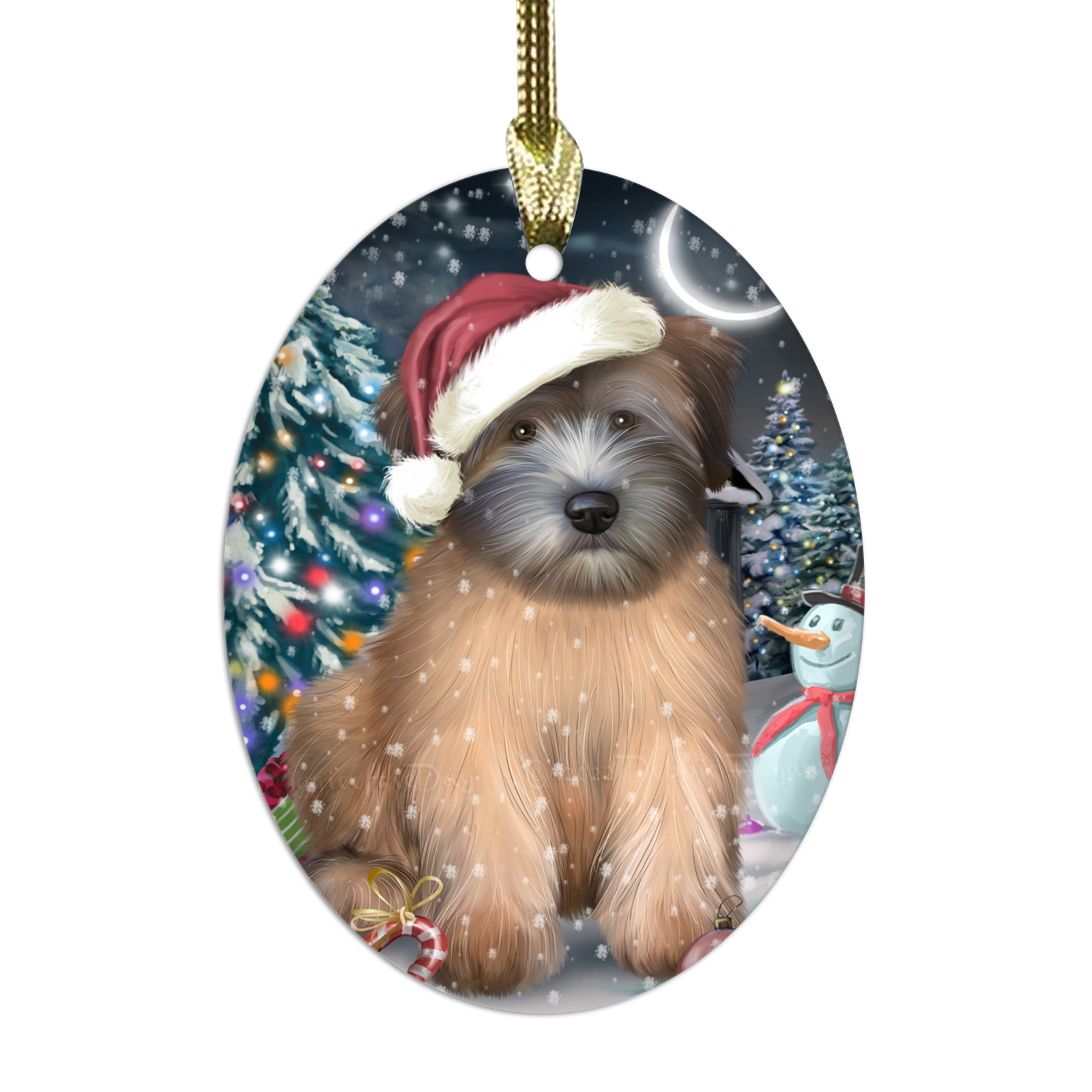 Wheaten Terrier Dog Oval Glass Christmas Hanging Ornaments X-mas Tree Decoration - Picture 67 of 77