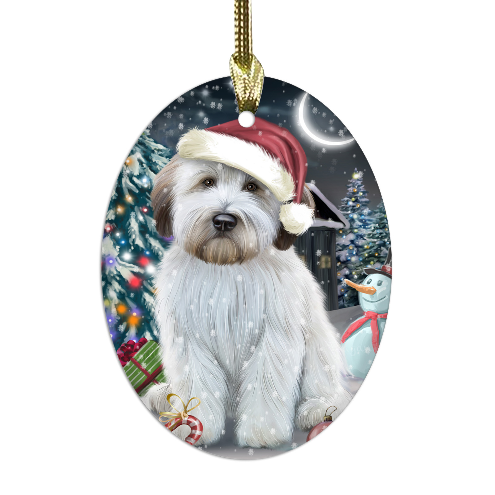 Wheaten Terrier Dog Oval Glass Christmas Hanging Ornaments X-mas Tree Decoration - Picture 68 of 77