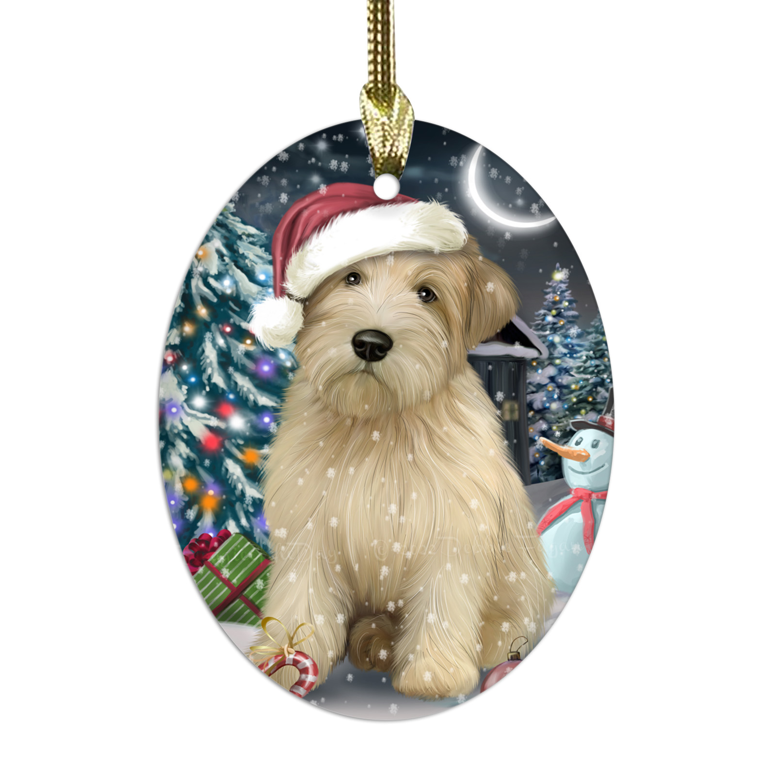 Wheaten Terrier Dog Oval Glass Christmas Hanging Ornaments X-mas Tree Decoration - Picture 47 of 77