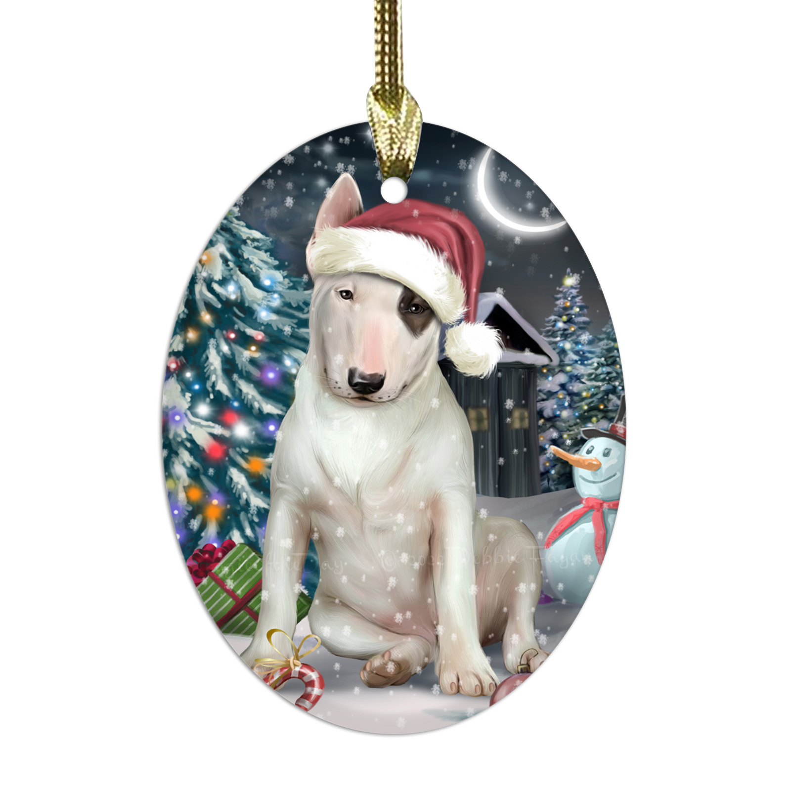 Bull Terrier cane ovale vetro decorazioni natalizie da appendere albero di natale - Foto 57 di 60