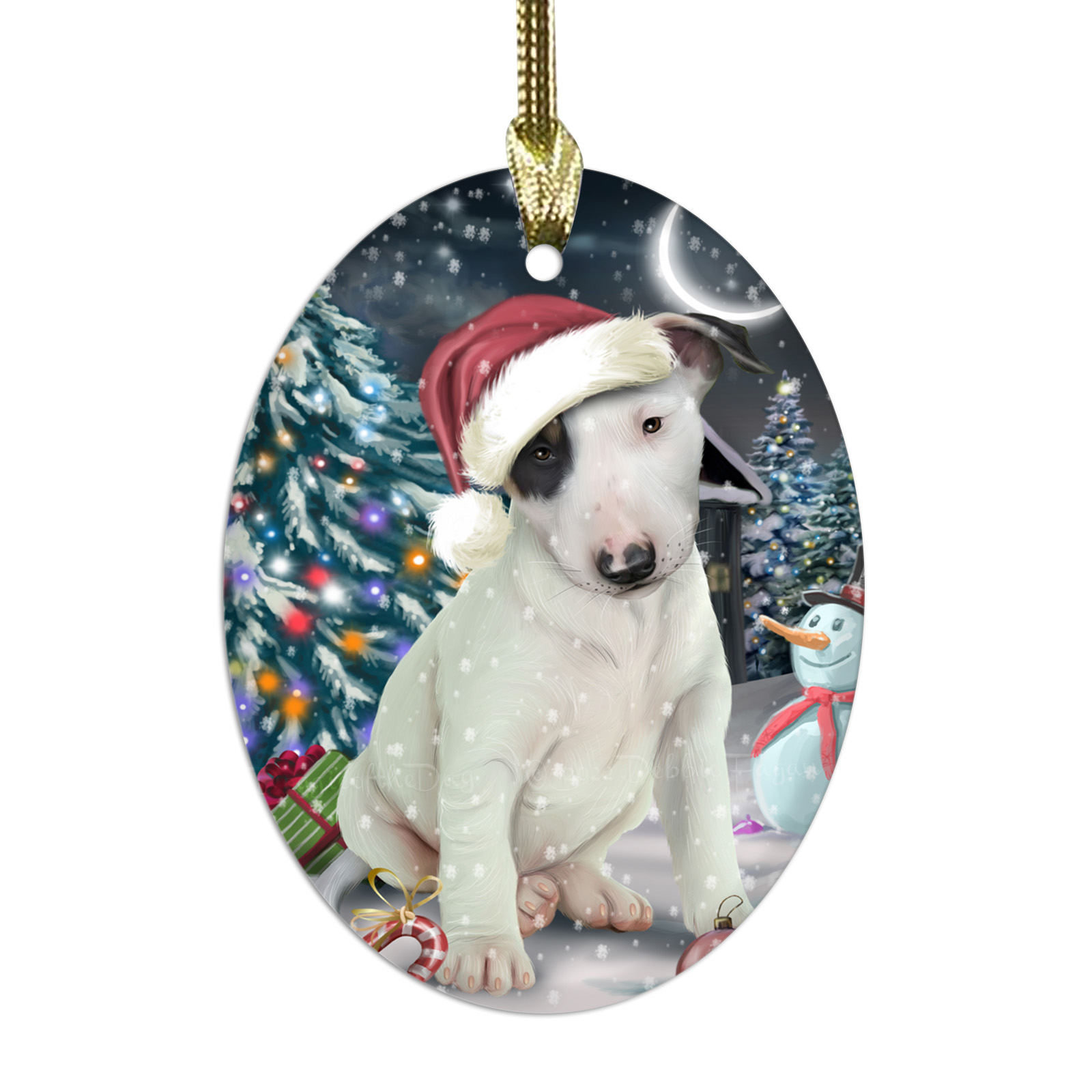 Bull Terrier cane ovale vetro decorazioni natalizie da appendere albero di natale - Foto 50 di 60