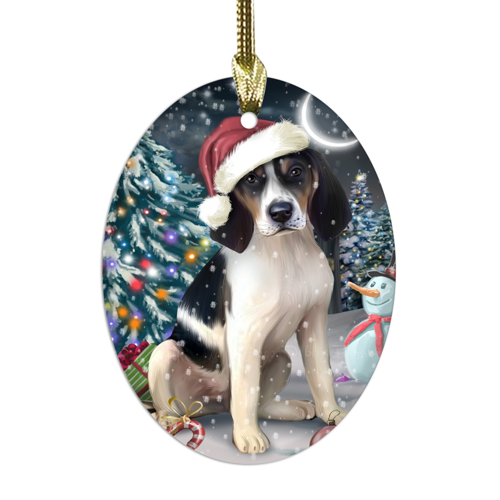 Treeing Walker Coonhound Dog Oval Glass Christmas Hanging Ornaments Decorations - Picture 24 of 37