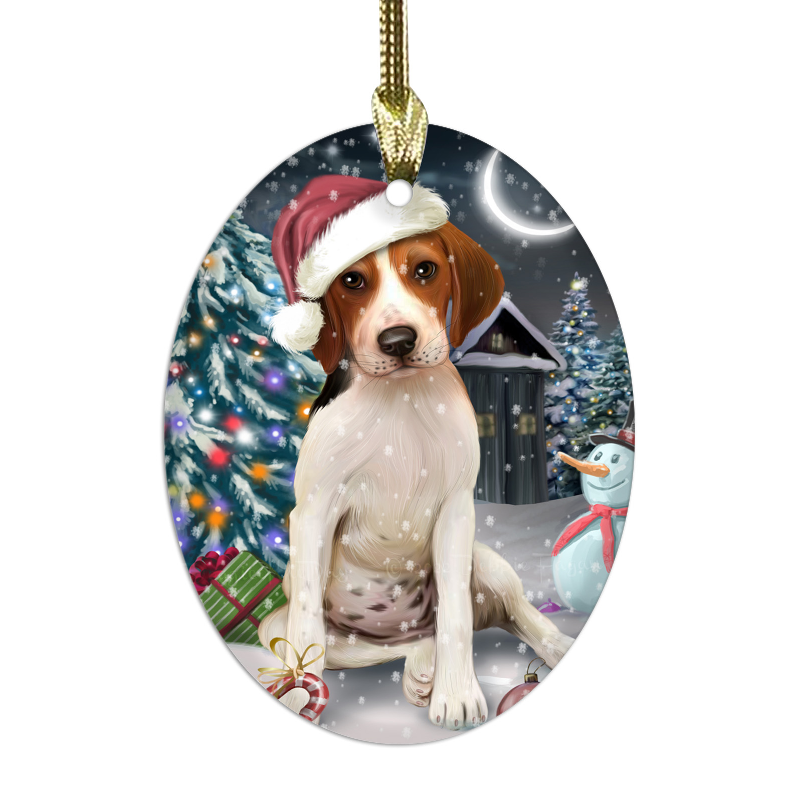 Treeing Walker Coonhound Dog Oval Glass Christmas Hanging Ornaments Decorations - Picture 33 of 37