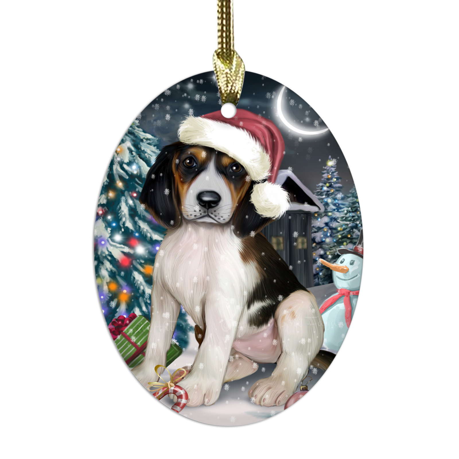 Treeing Walker Coonhound Dog Oval Glass Christmas Hanging Ornaments Decorations - Picture 34 of 37