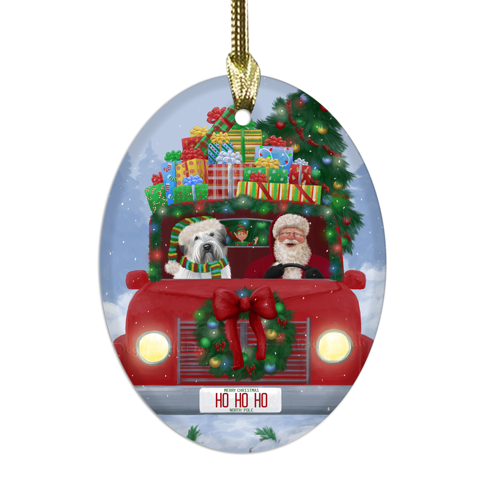 Wheaten Terrier Dog Oval Glass Christmas Hanging Ornaments X-mas Tree Decoration - Picture 28 of 77