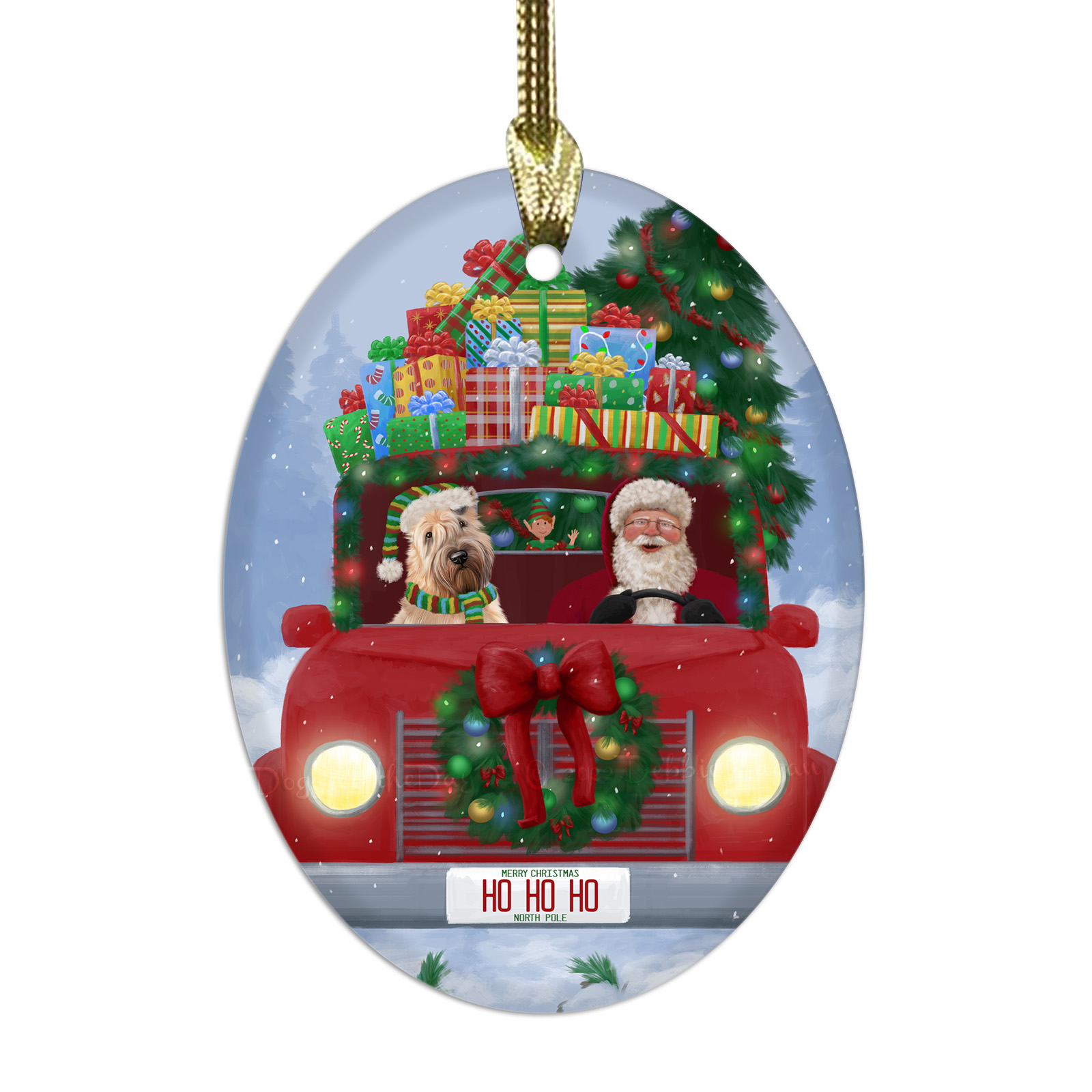 Wheaten Terrier Dog Oval Glass Christmas Hanging Ornaments X-mas Tree Decoration - Picture 75 of 77