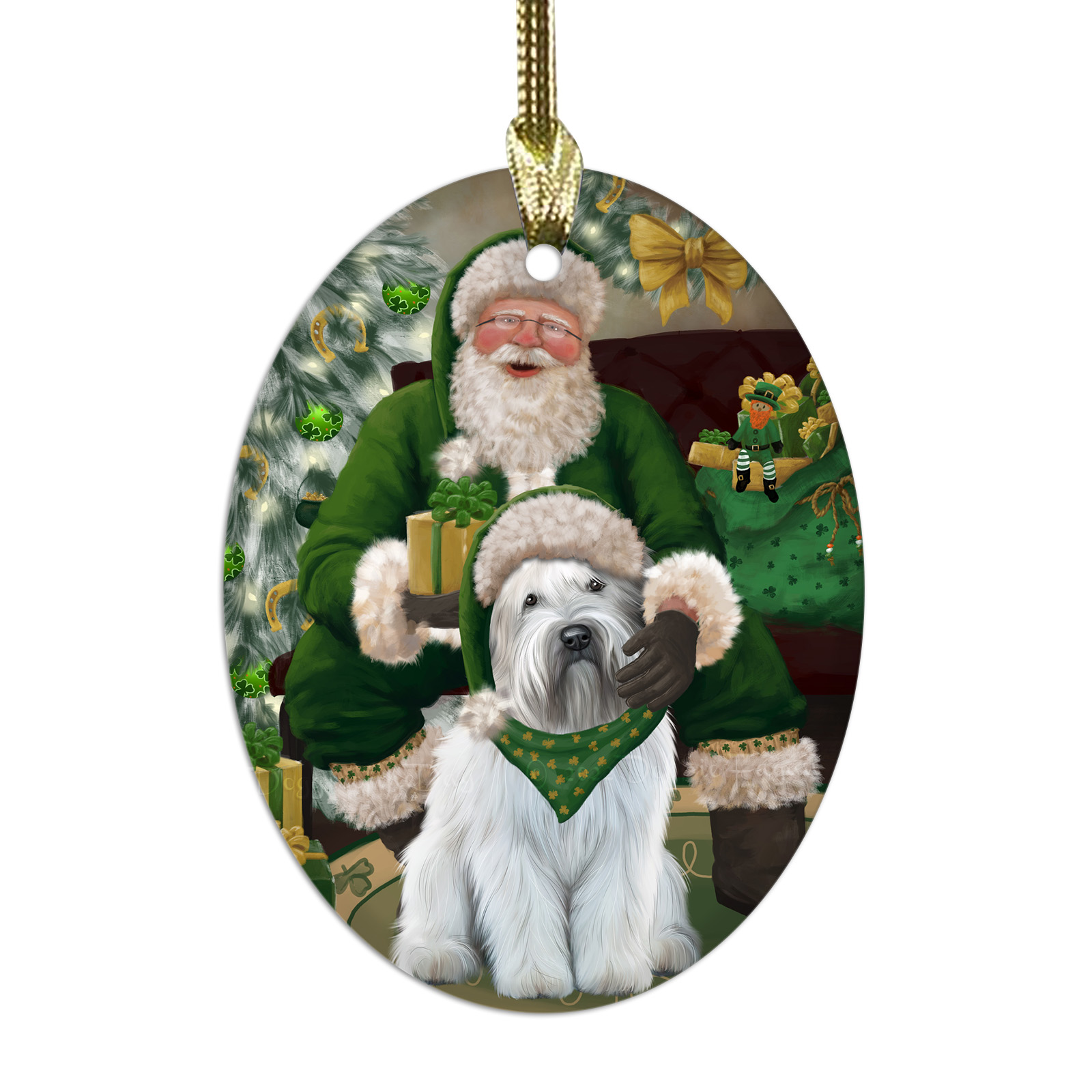 Wheaten Terrier Dog Oval Glass Christmas Hanging Ornaments X-mas Tree Decoration - Picture 76 of 77